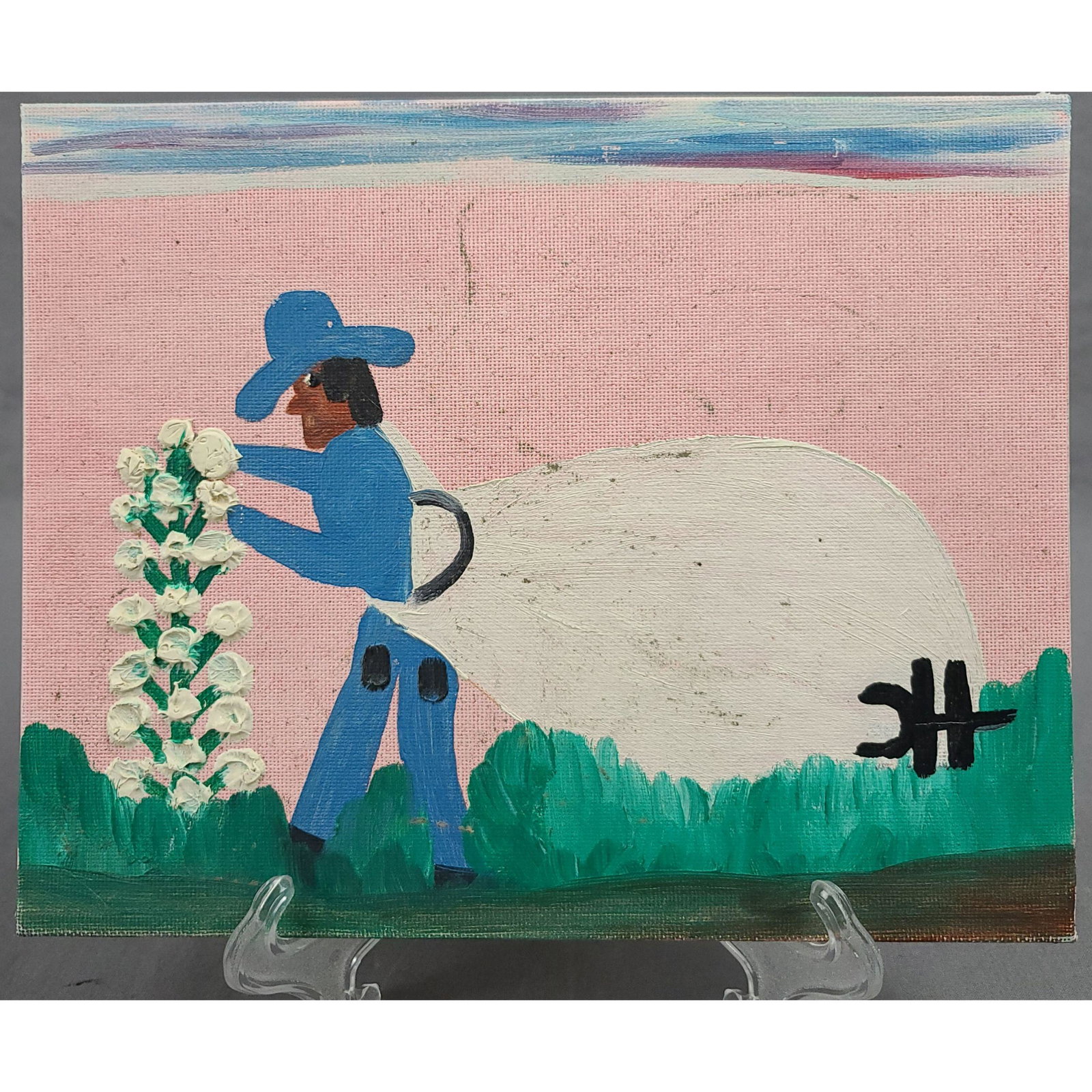 Clementine Hunter (American/Louisiana, 1886-1988) Paint: GURANTEED AUTHENTIC 100% Clementine Hunter (American/Louisiana, 1886-1988). Measure 7 7/8" x 9 7/8". From A Scott City Mo Estate. WE also Have Several of Frankie Hunter Paintings From this Very Estate