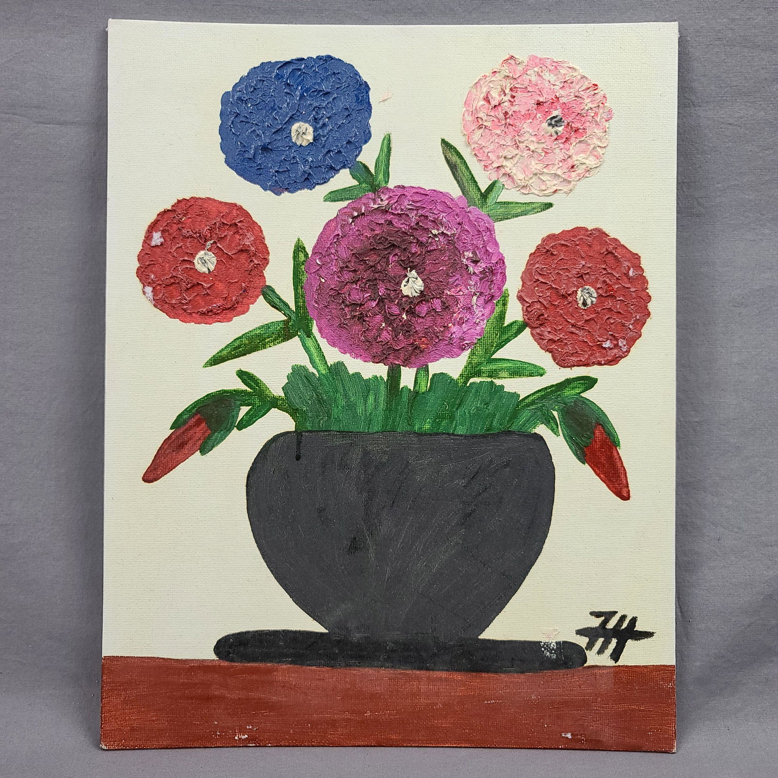Frank Hunter (American/Louisiana ) Folk Art Painting: Frank Hunter (American/Louisiana ) Folk Art Painting Grandson Of Well Known Clementine Hunter (American/Louisiana, 1886-1988). Measure 11" x 14"