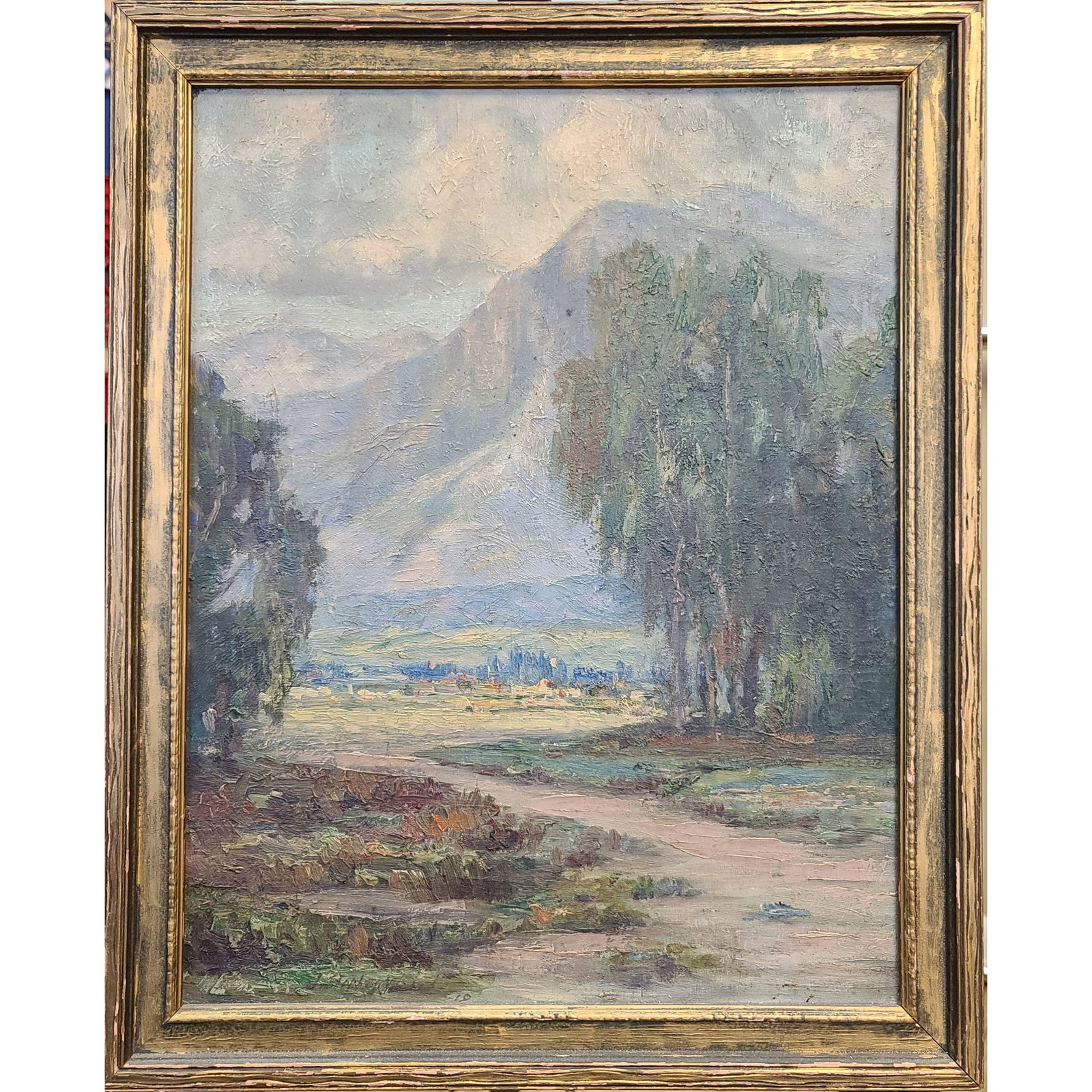 Jefferson Stephen Ward California Landscape 1876-1949: Jefferson Stephen Ward California Landscape 1876-1949. Frame measures 20" x 16", Canvas 17 1/4" x 13.5"