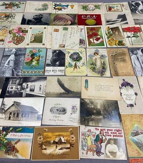 Lg Vintage Lot Of Assorted Postcards W/ Stamps, EARLY!! (1 of 18)