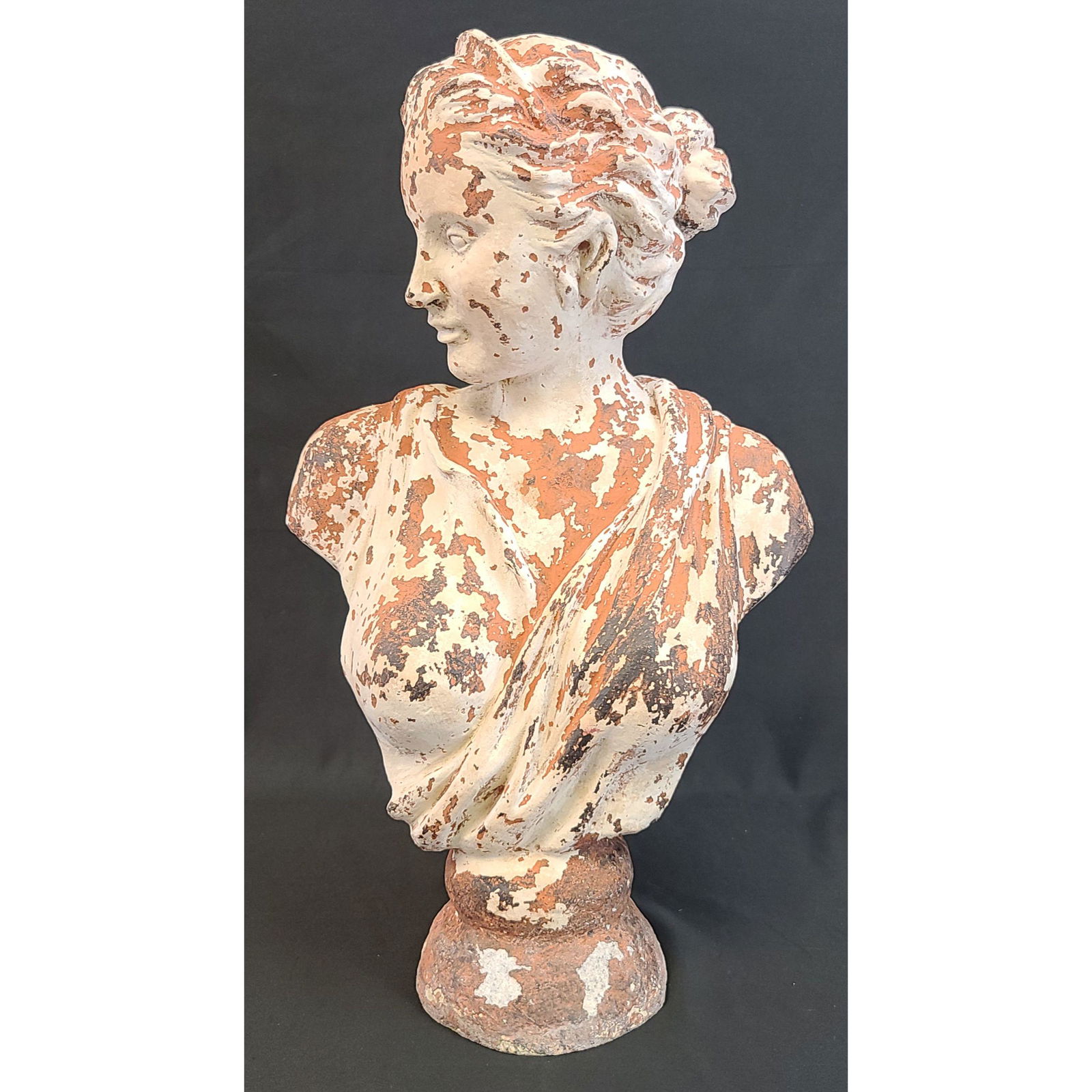 A Vintage Painted Terra Cotta Bust Victorian Style (1 of 12)