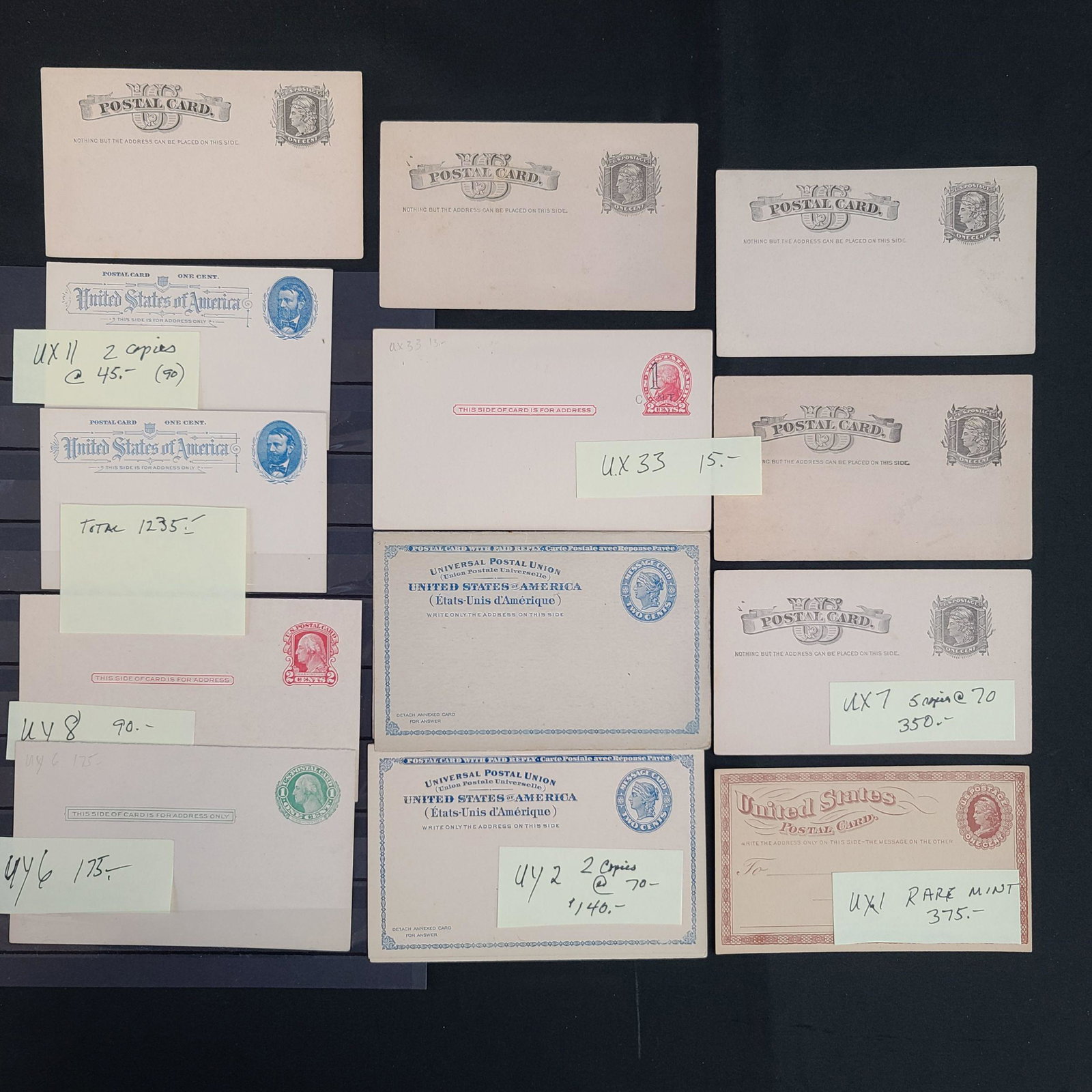 Lot Of 13 US MINT POSTAL CARDS UX1 Mostly 19th C (1 of 5)