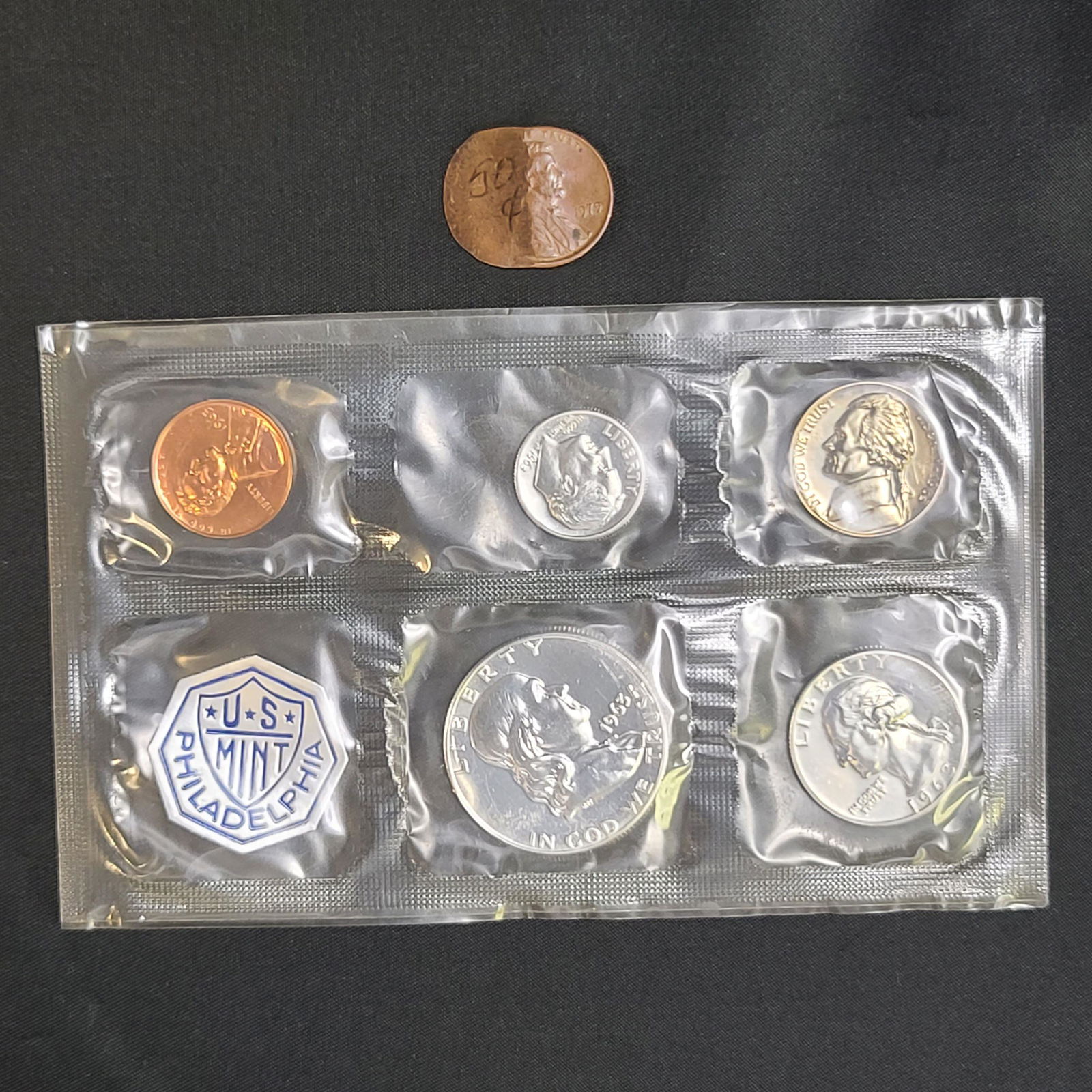 1963 US MINT PHILADELPHIA PROOF 1 CENT OFF CENTER ERROR (1 of 15)