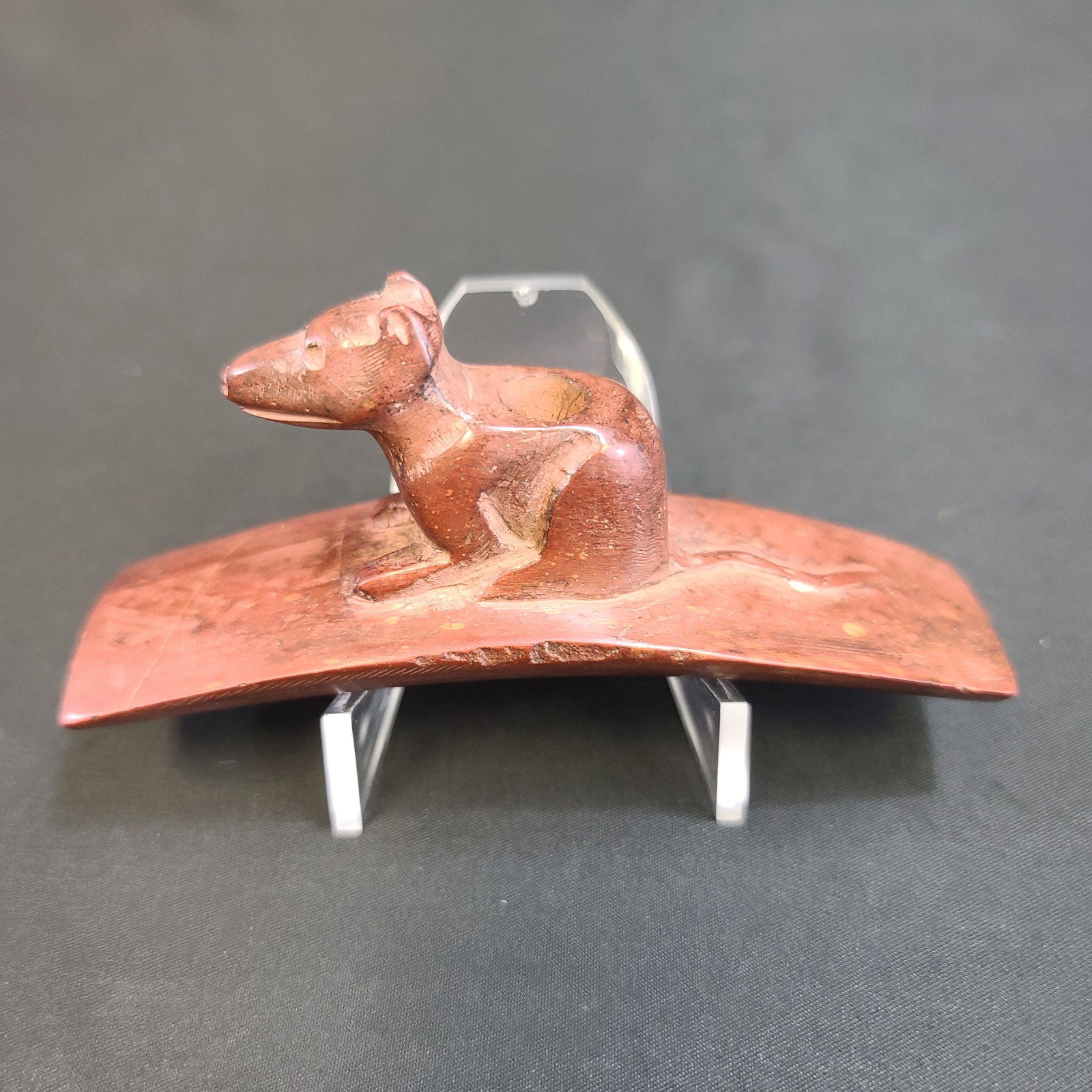 A Hopewell Rat Pipe: A Hopewell Rat Pipe AGE UNKNOWN. Measure 4 1/2" Long, from a Illinois Estate.