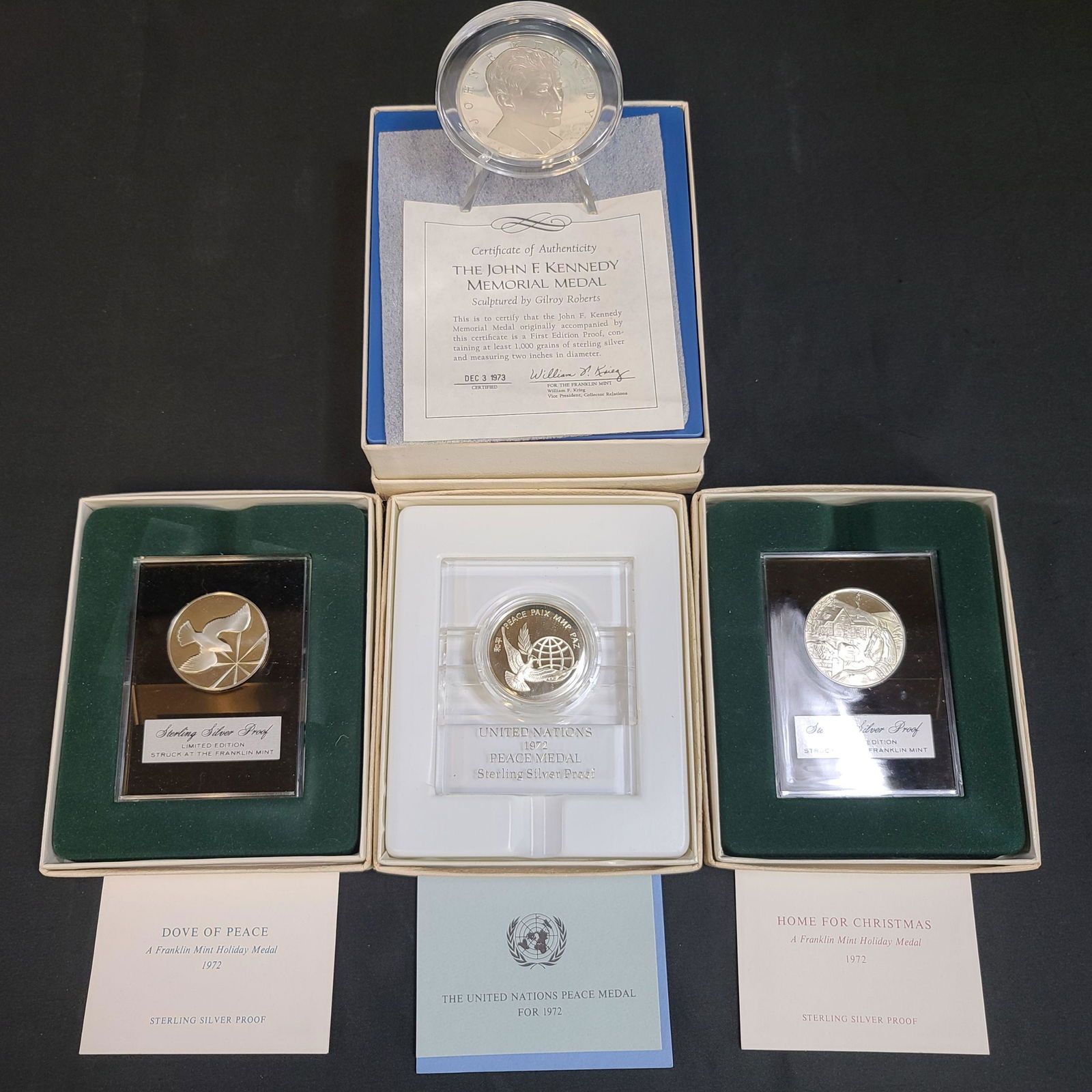 4 Sterling Silver Medals J F Kennedy Included (1 of 7)