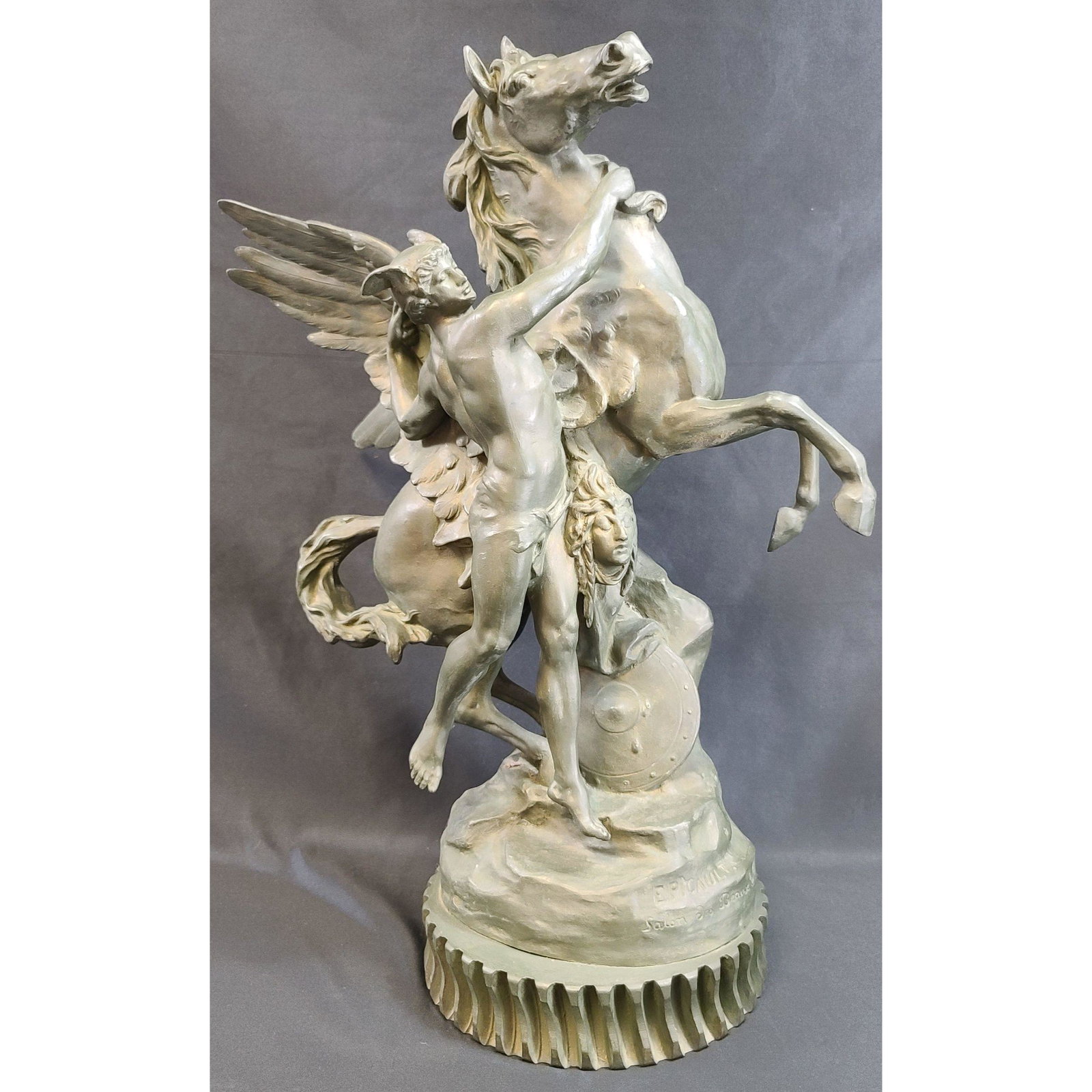 Emile Louis Picault (1833-1915) Sculpture Signed: "SPELTER SCULPTURE" BY Emile Louis Picault (1833-1915) was active/lived in France Sculpture. Emile Picault is known for Allegory, mythology and patriotic subject sculpture. Measure 19.5" Tall