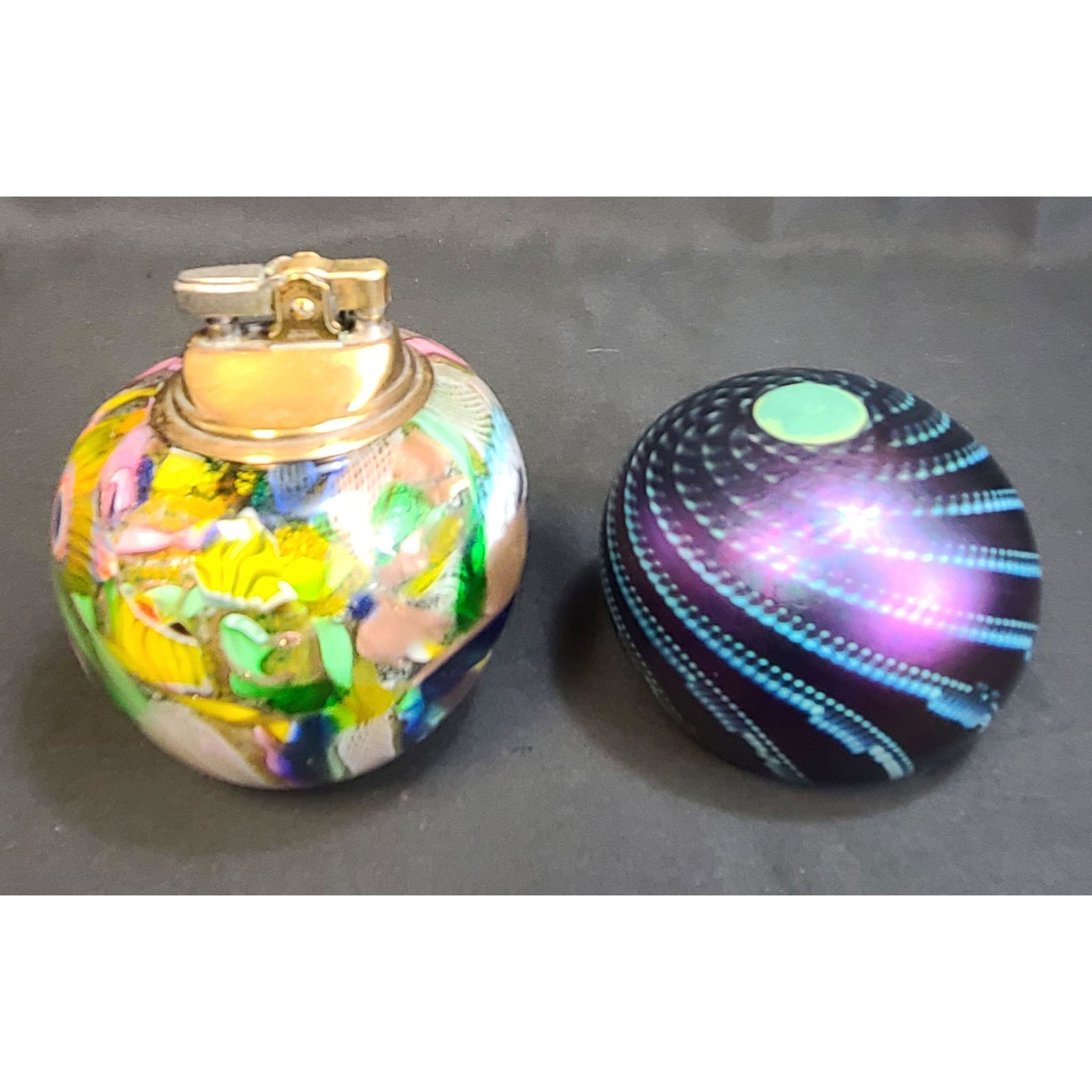 Lot of 2 Art Glass Paperweight / Lighter Signed Roland (1 of 13)