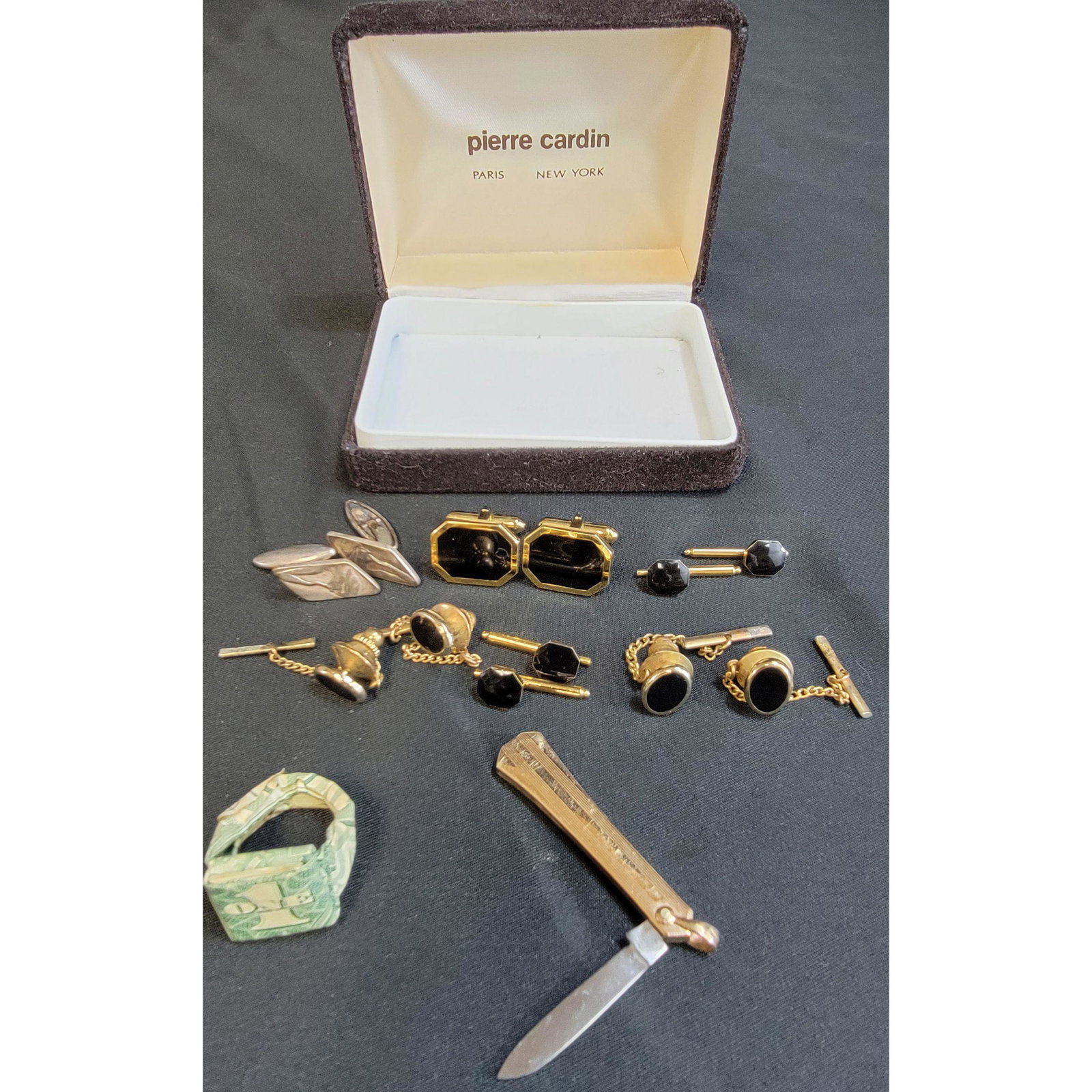 Grouping Of Vintage Cuff Links Sterling & Pierre Cardin: Grouping Of Vintage Cuff Links Sterling & Pierre Cardin