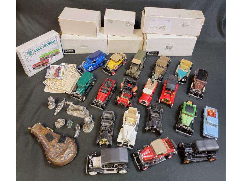 Large Group Of Model Toy Cars Pewter Sculpture & Flask (1 of 9)