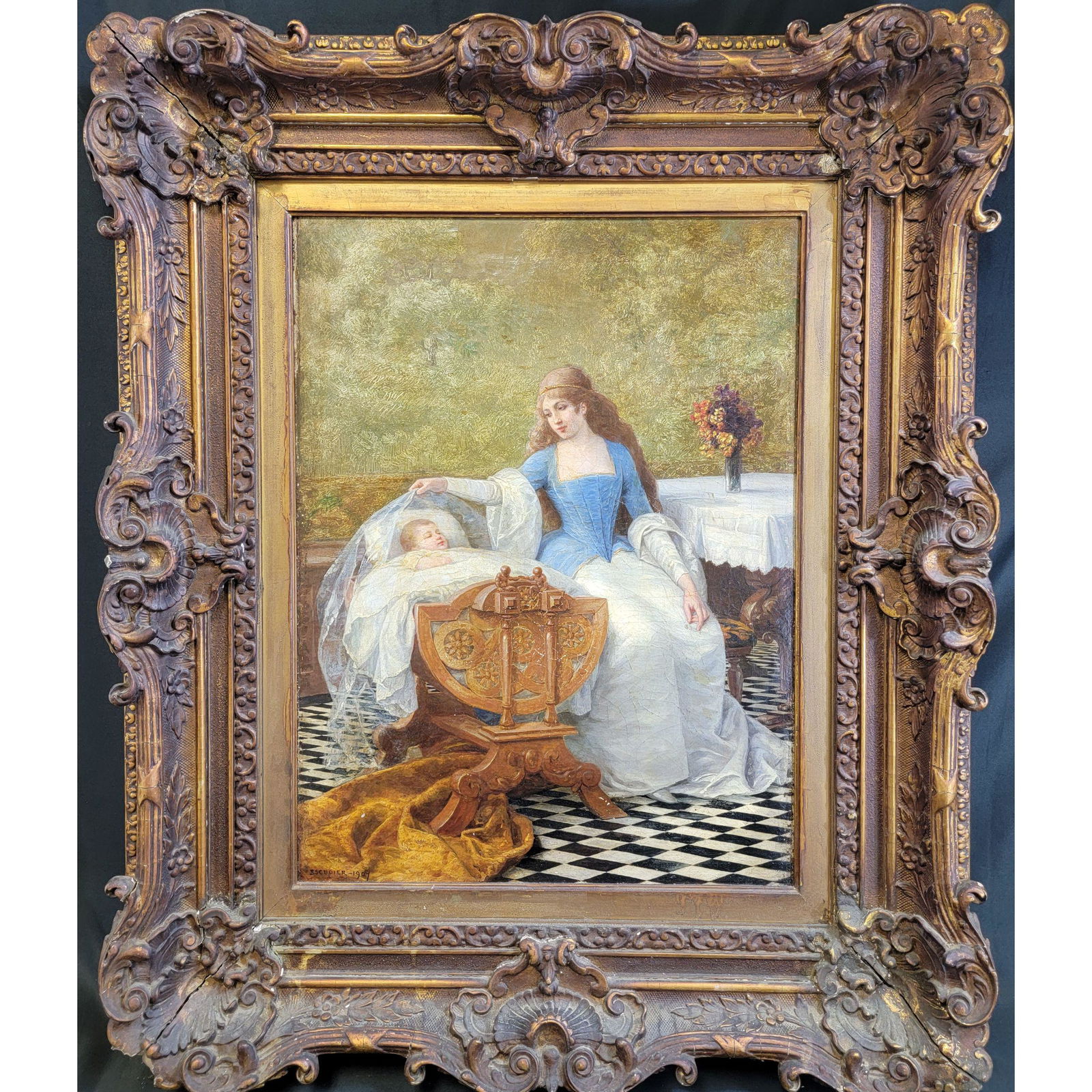 Antique O/C Painting Charles Jean August Escudier 1848 (1 of 19)