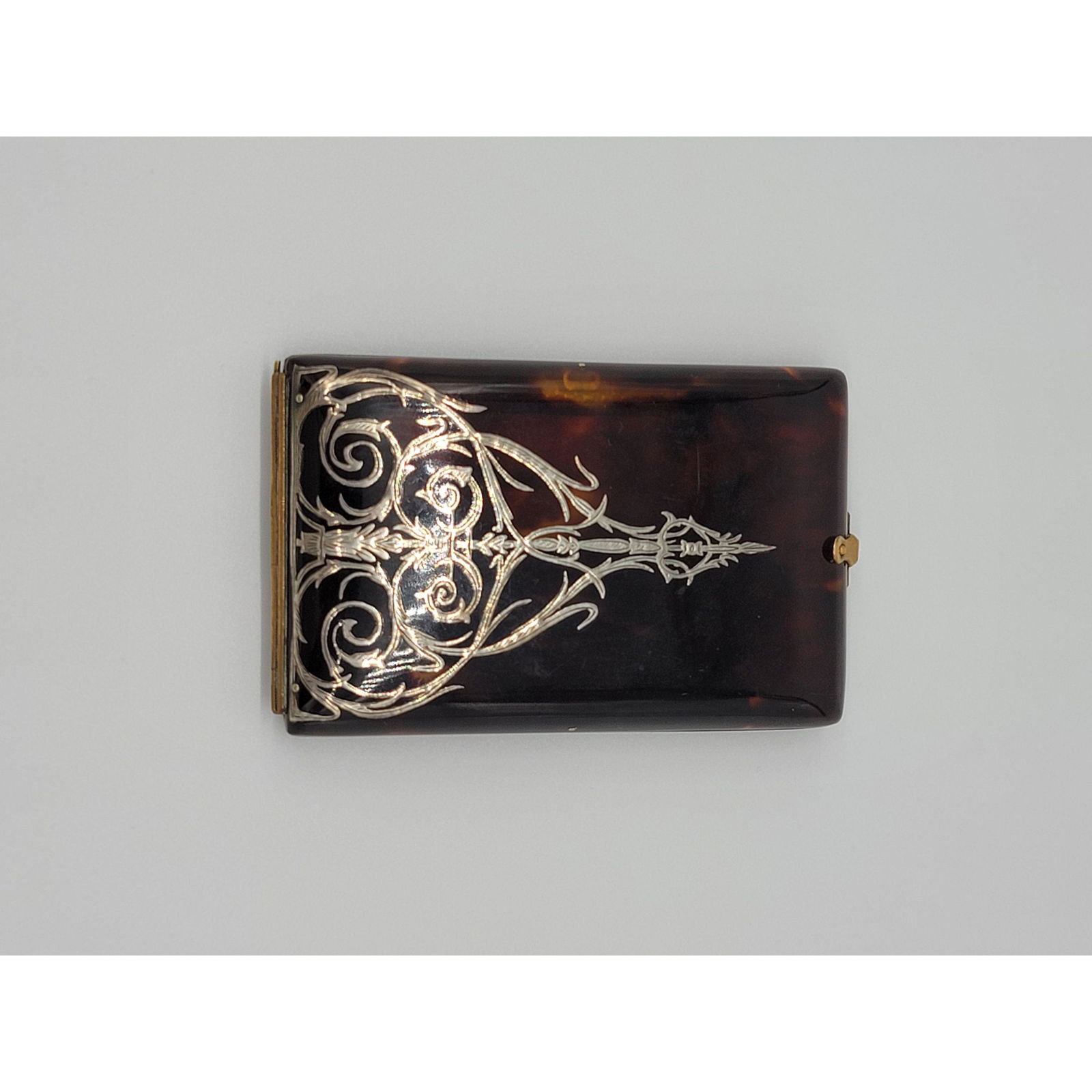 Antique Inlaid Sterling Silver Dance Card Case Ca1870 (1 of 11)