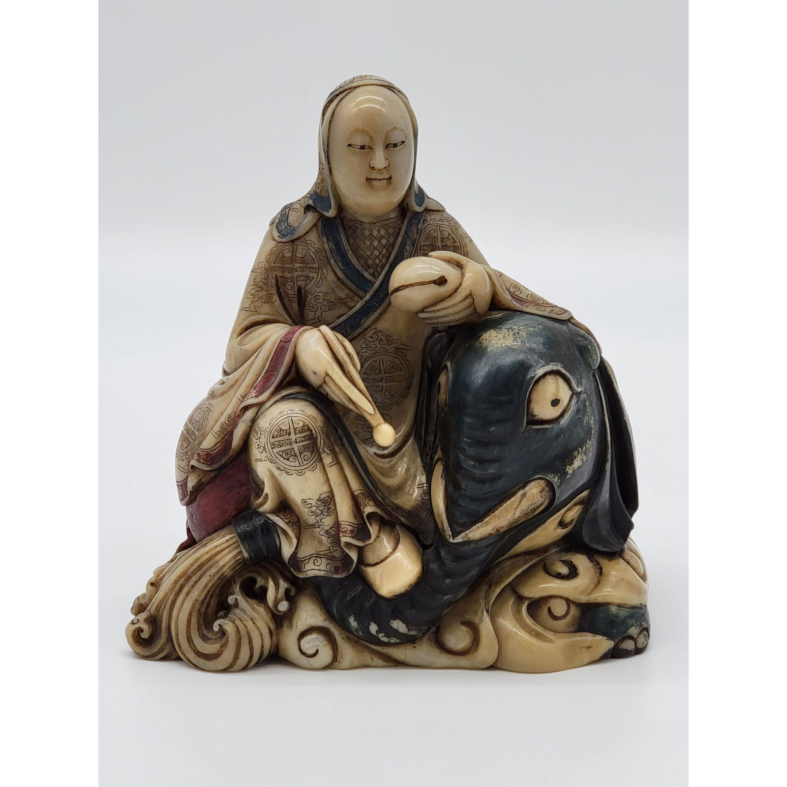 A Finely Carved Chinese Soapstone Sculpture Painted (1 of 20)