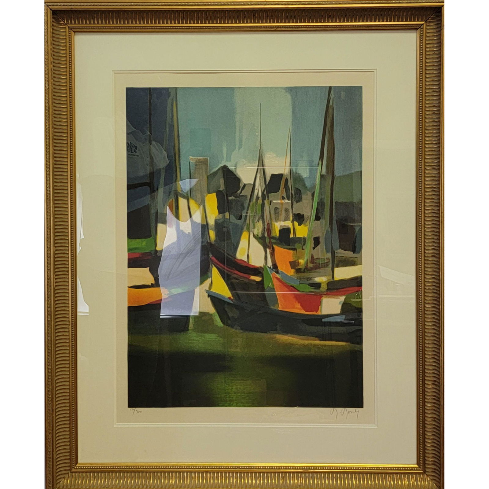 Bateaux a Noirmoutier by Marcel Mouly 17/300: Marcel Mouly Bateaux a Noirmoutier Lithograph 1989 17/300 COA measures 37" x 30" frame 32" x 25" sightExcellent condition