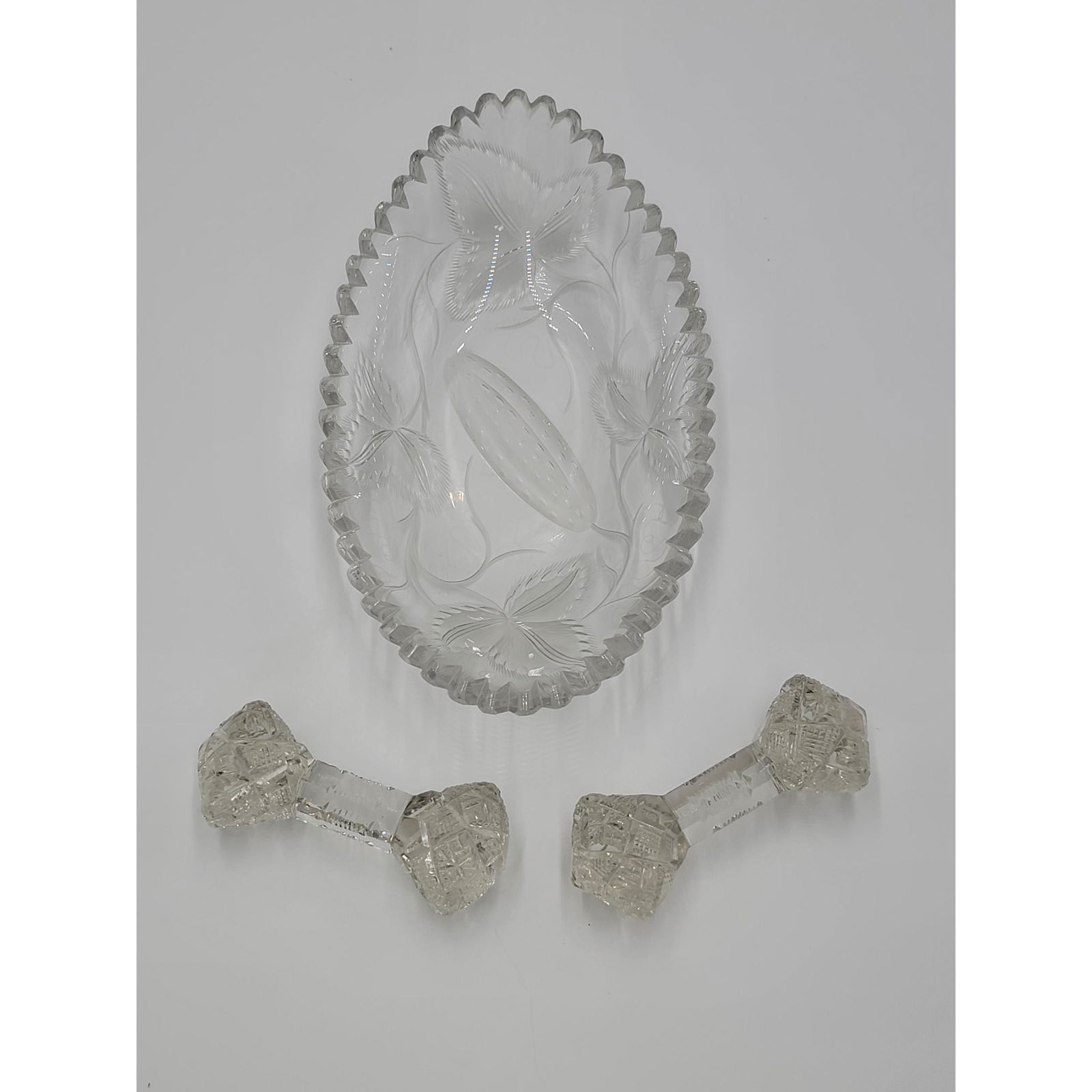 ABP Cut Glass Oval Intaglio Dish & Cut Glass Knife Rest (1 of 15)