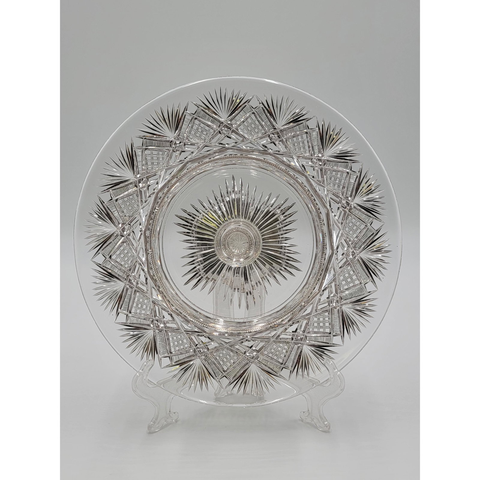 American brilliant Period Cut Glass Pairpoint BALTIC Ch: American brilliant Period Cut Glass Pairpoint BALTIC Cheese / Cracker tray. Measure 10"