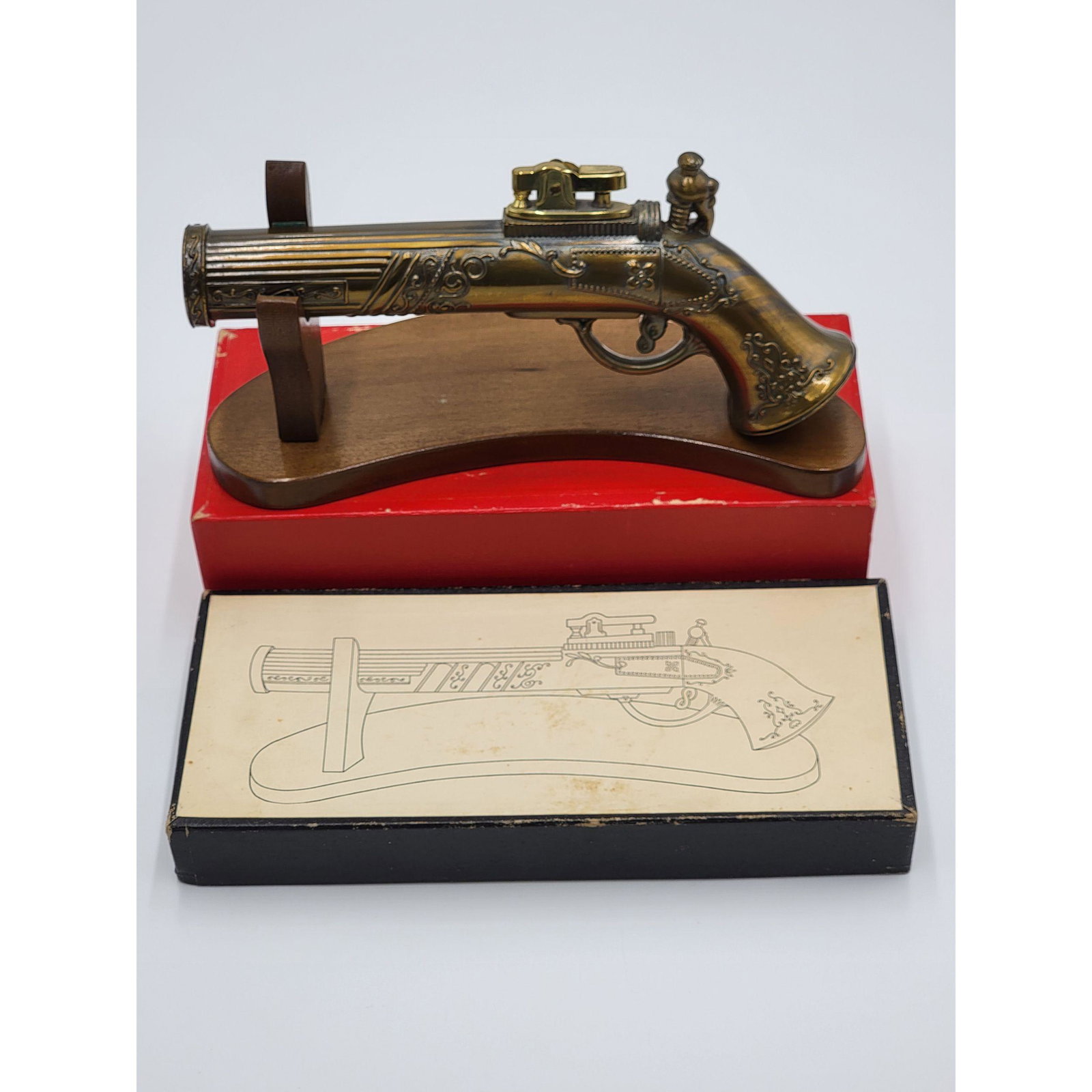 Vintage Flintlock Gun Lighter With Original Box