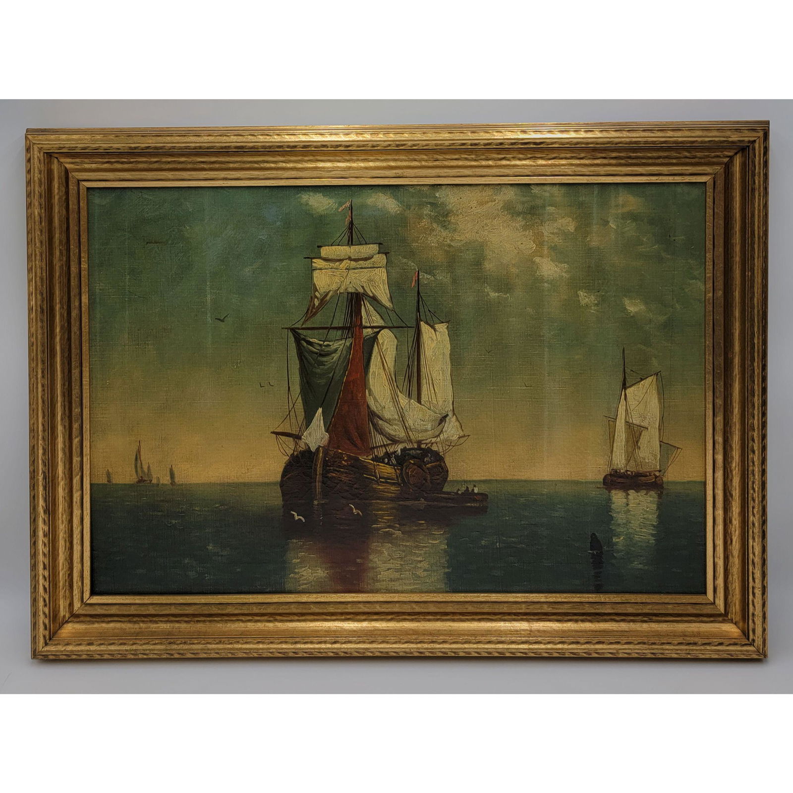 19th C Oil On Canvas Seascape Painting (1 of 11)