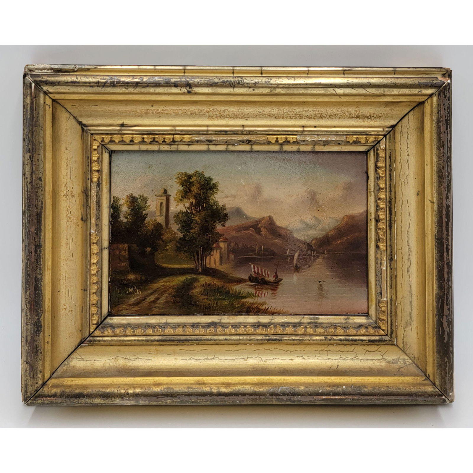 19th C Oil On Board Landscape Painting 1869 (1 of 9)