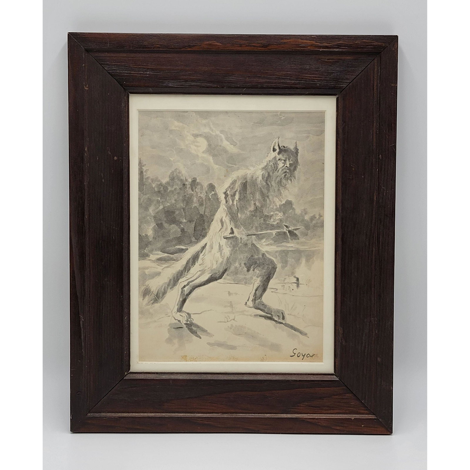 Antique Watercolor Painting Signed Goya On Woven Paper (1 of 12)