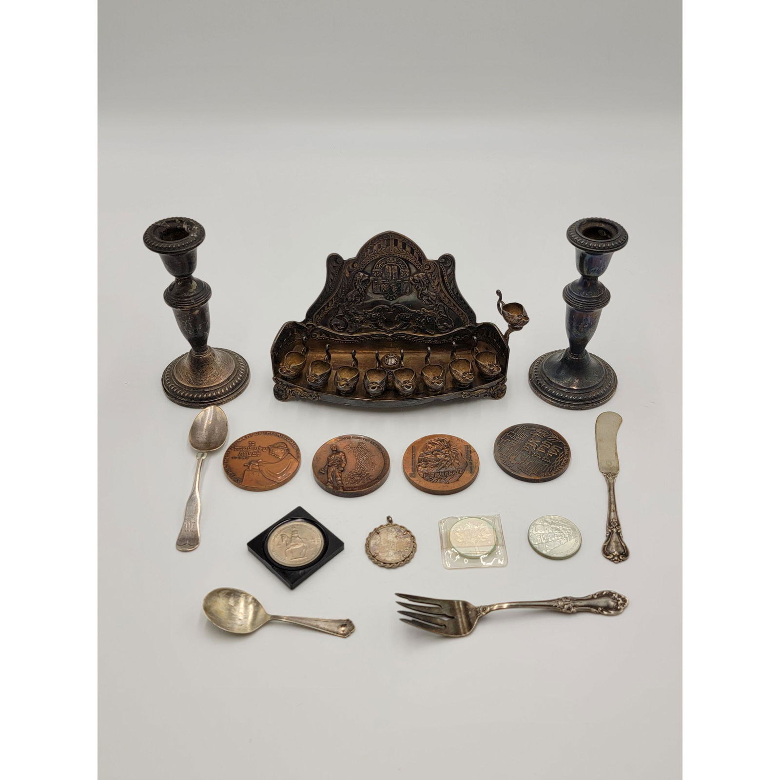 Silver Plated Menorah, Bronze Medals, Sterling, etc. (1 of 16)