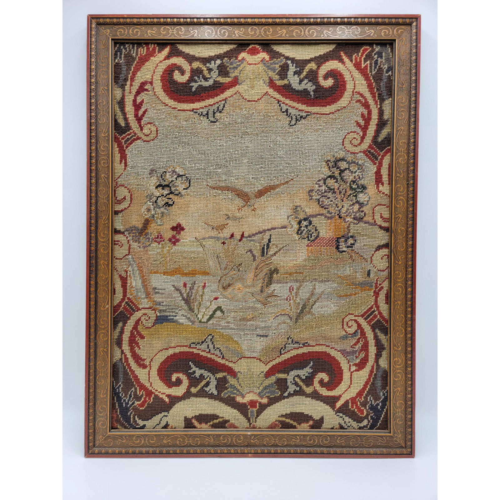 Very Fine  Framed Hand Woven Tapestry Fragment 18-19 C (1 of 10)
