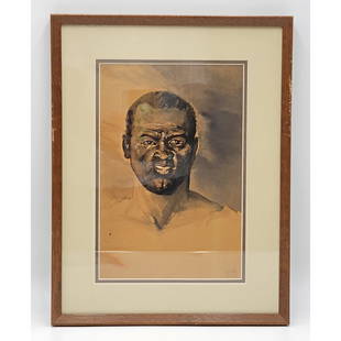 Roy Kneeland American 1891-1982 Watercolor Portrait: Roy Kneeland Watercolor New York 1891-1982,Frame Measures 15 1/2" x 12',Sight Measures 10 3/4" x 7"
