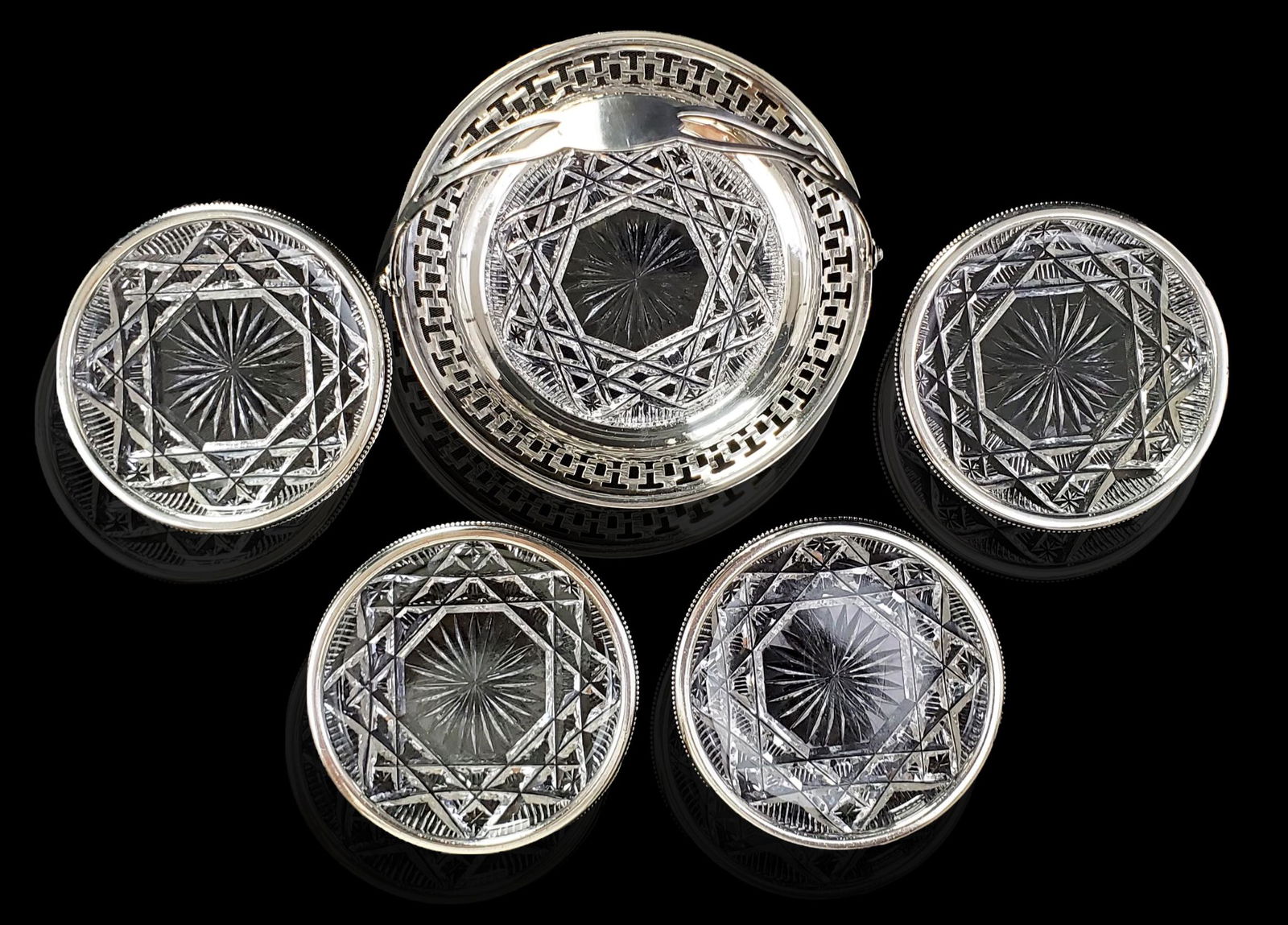 ABP Cut Glass Master Salt Set With Sterling Silver (1 of 15)