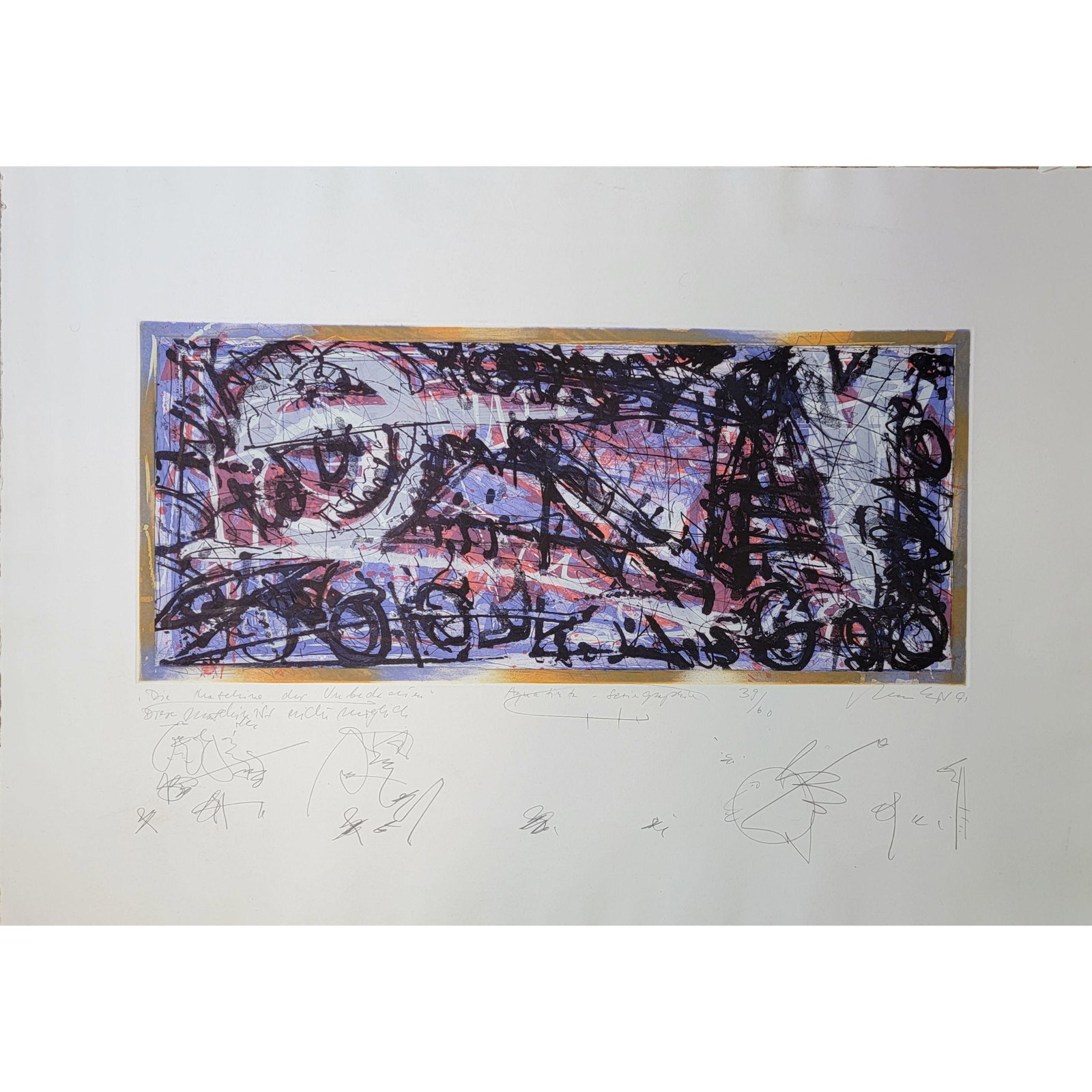 Signed Limited Edition Lithograph 32/60: Signed Lithograph Limited Edition 39/60. Measure 30" x 42". From DR Jim Cobb's Estate Florida And Greely Colorado, Division Chairperson For Communications And Humanities At Kent Campus.