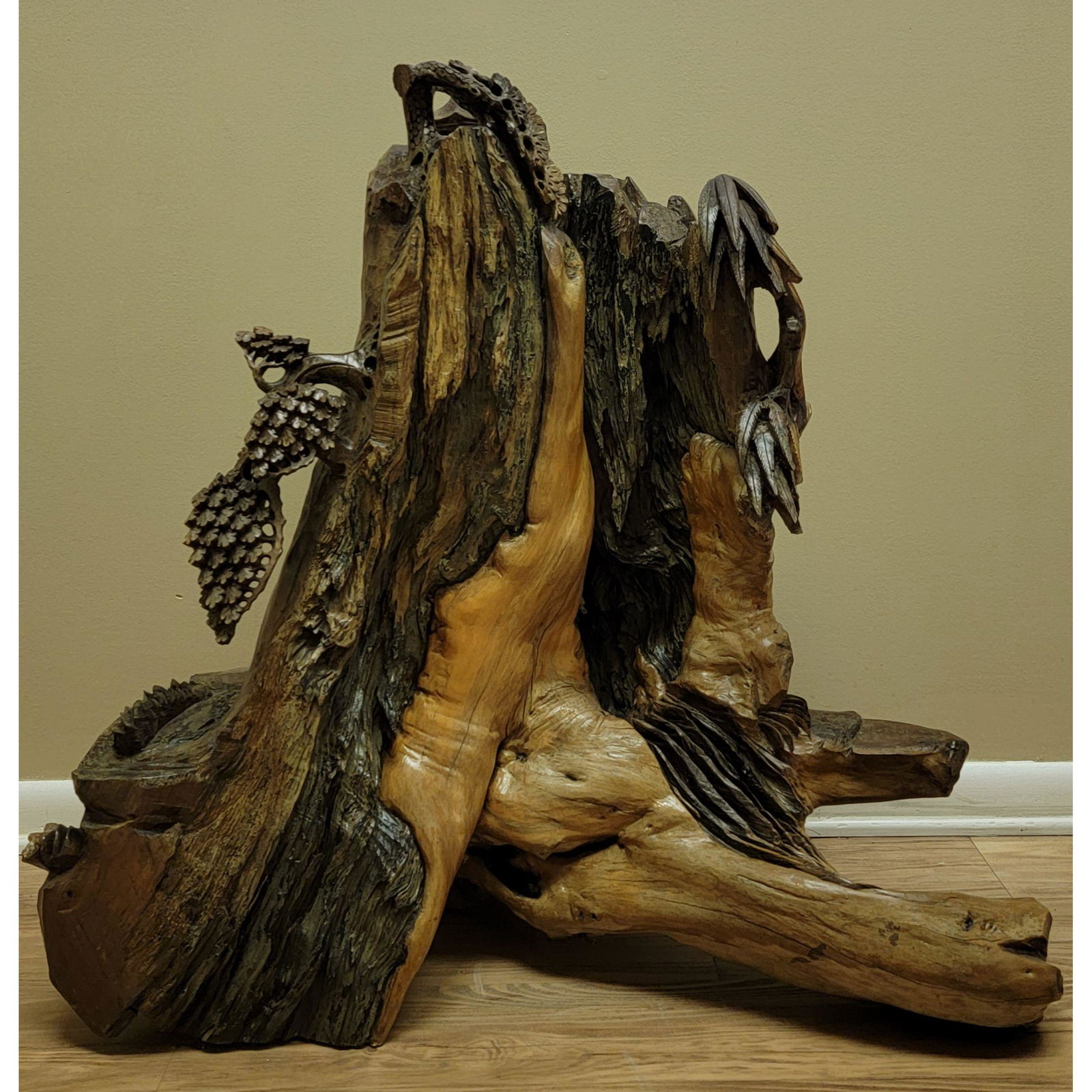 A Large Chinese Wooden Sculpture (1 of 15)