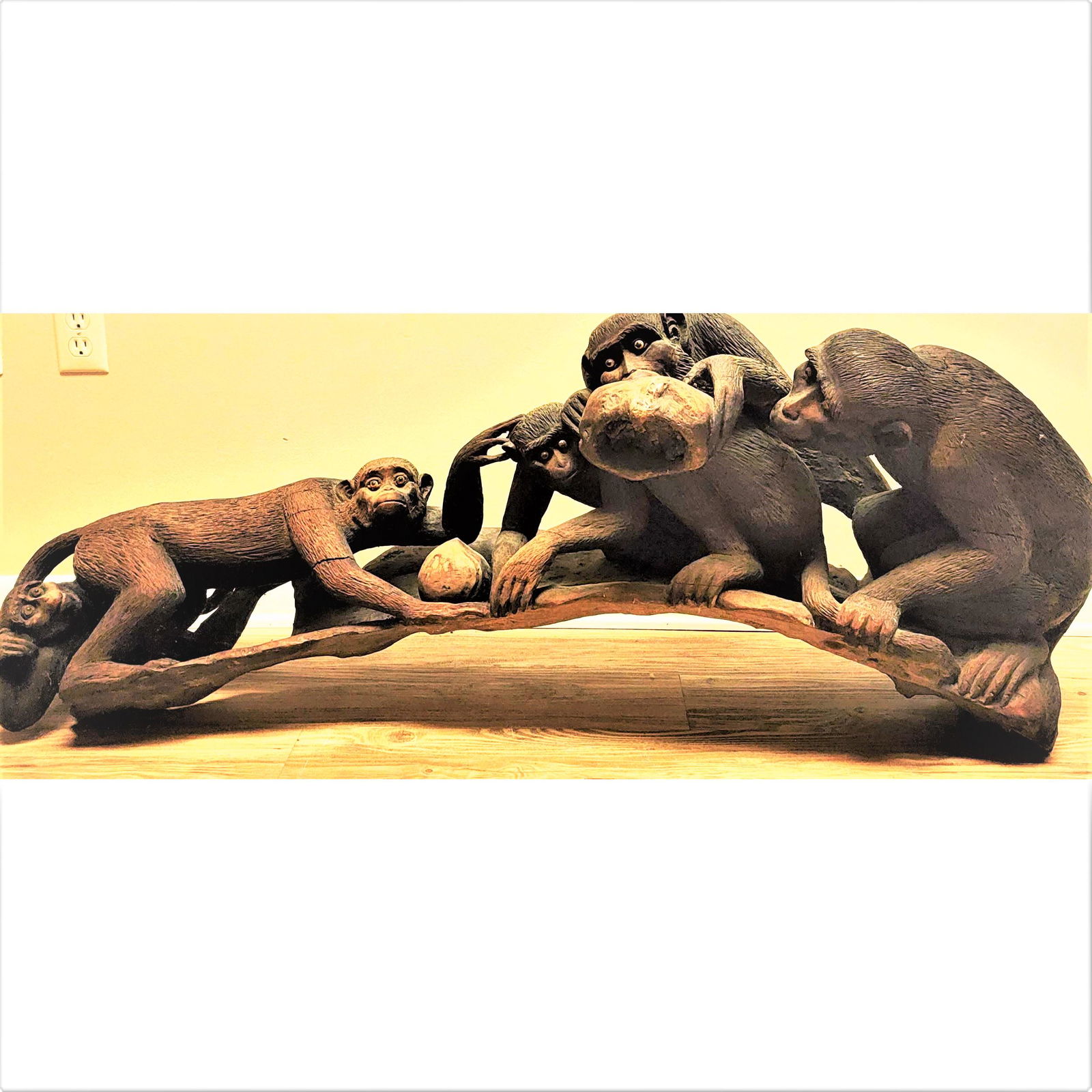 A Large Grouping Of Hand Carved Monkey With Glass Eyes (1 of 20)