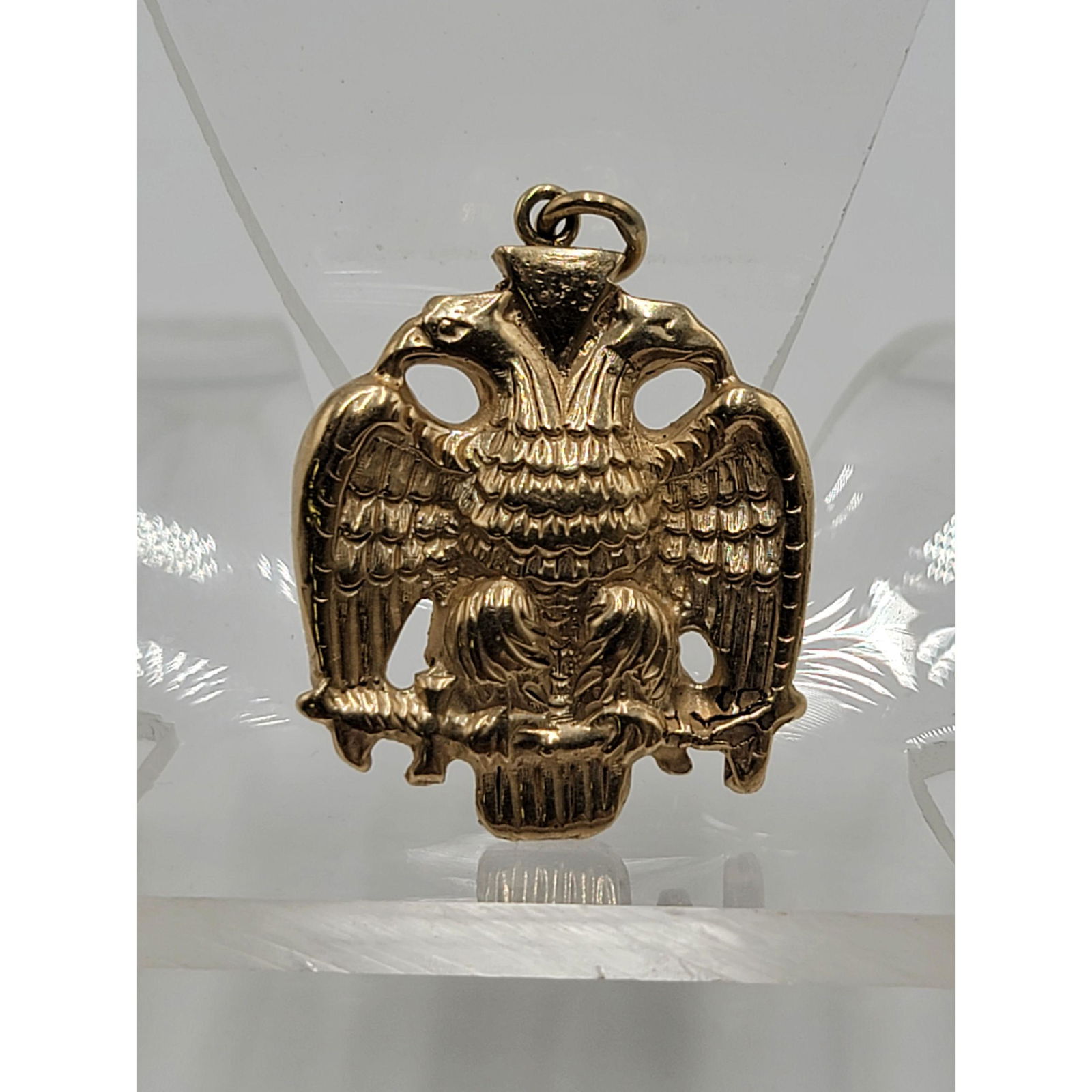 14k Gold Masonic  Pendant Double Eagle (1 of 4)
