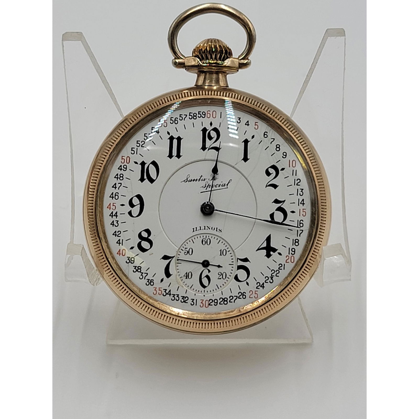 Vintage Illinois Springfield Co Pocket Watch Santa Fe S (1 of 9)