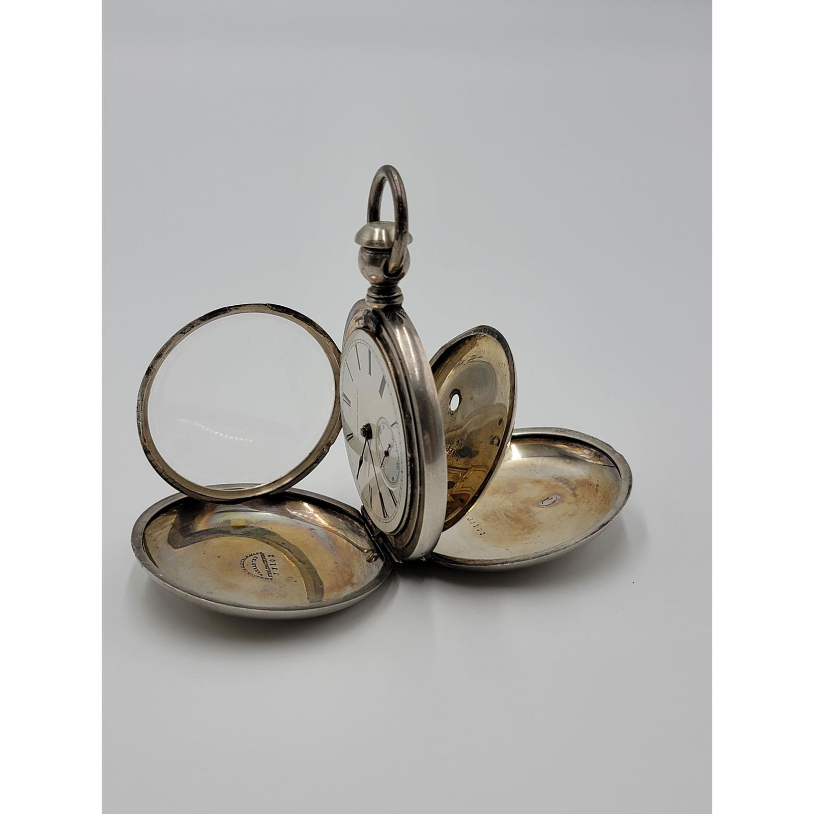 Vintage Hampden Watch Co. Pocket Watch Sterling Silver (1 of 10)