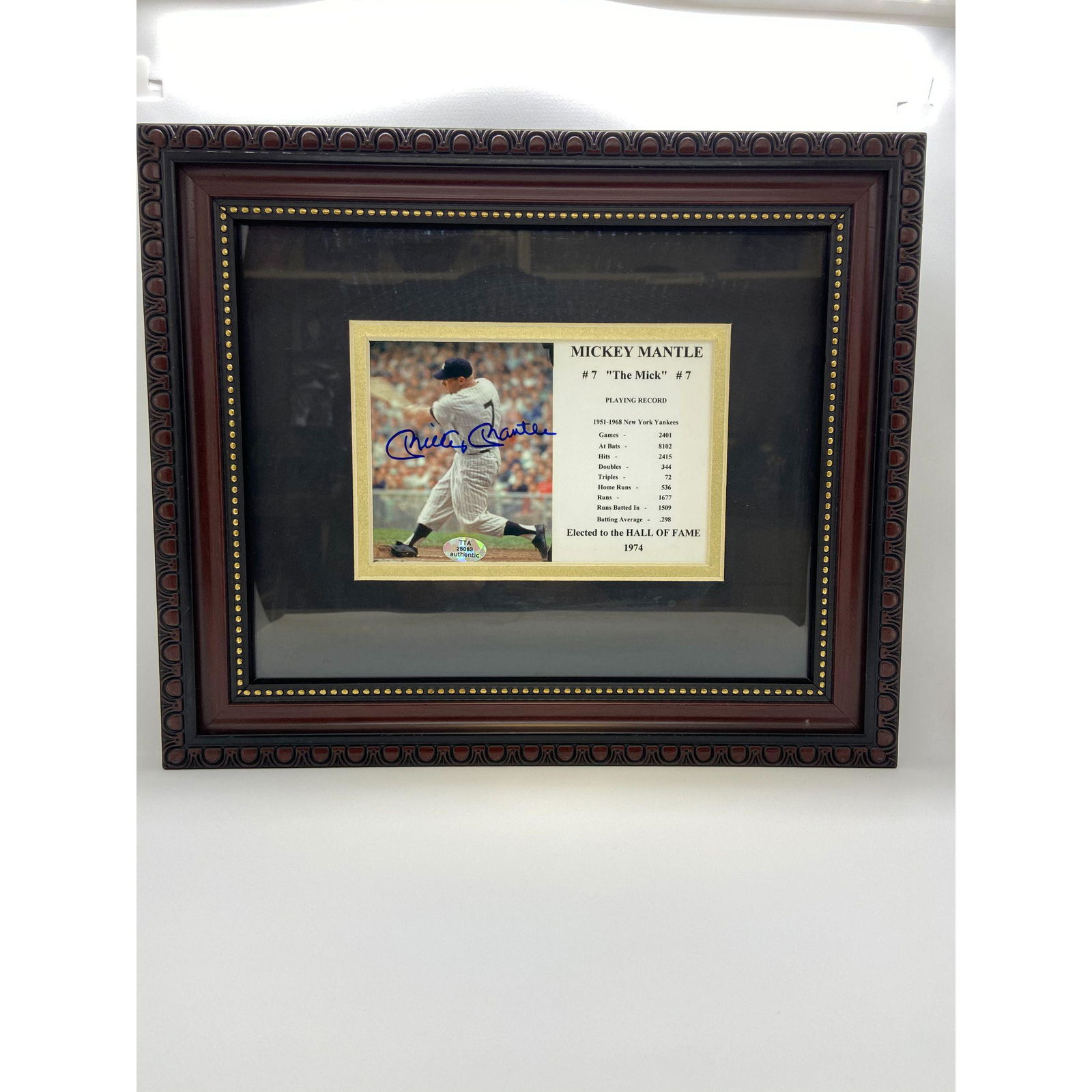 Authentic Mickey "THE MICK" Mantle Autographed Photo W/ (1 of 5)