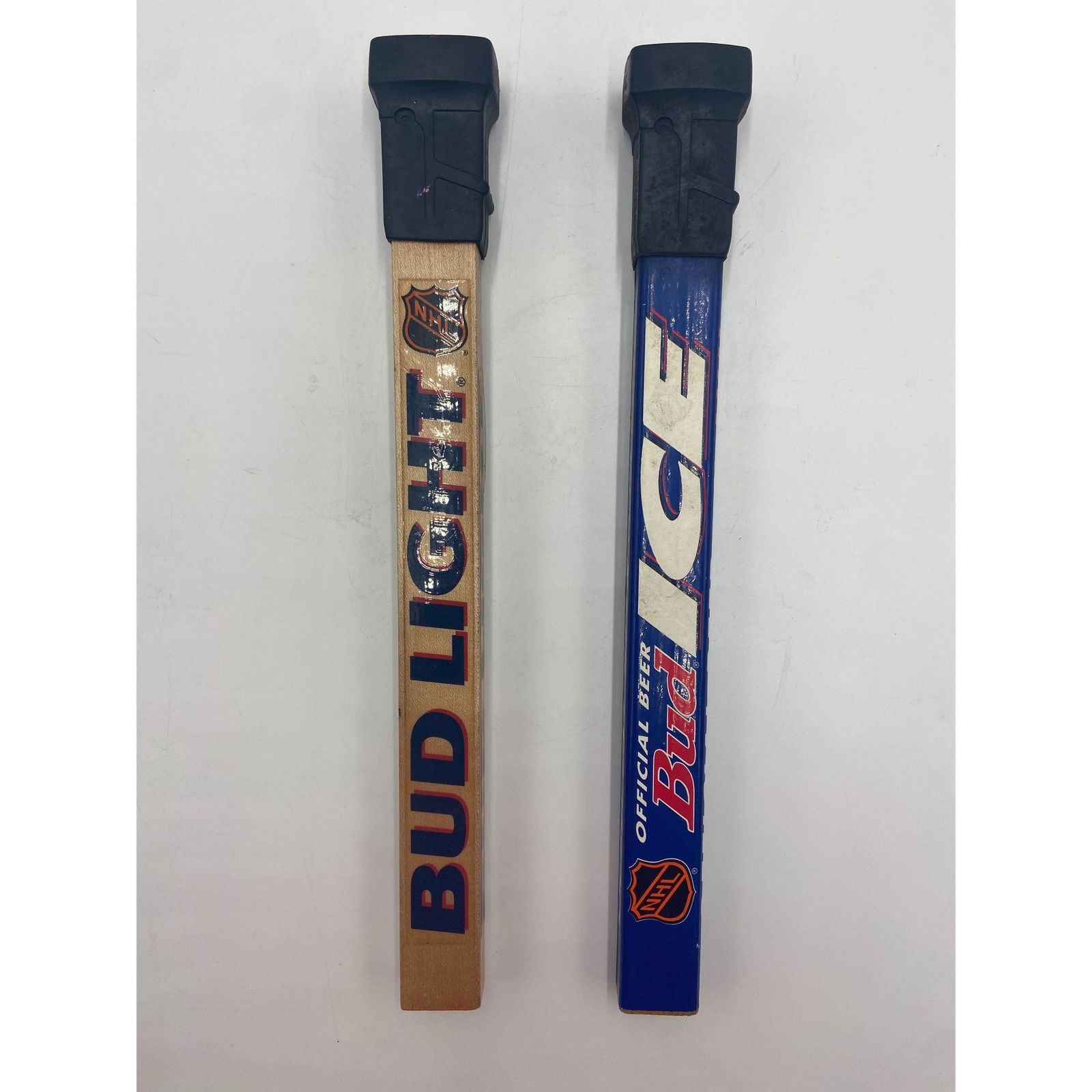 VINTAGE LOT OF 2 NHL HOCKEY MILLER LIGHT BEER TAPS: VINTAGE LOT OF 2 NHL HOCKEY MILLER LIGHT BEER TAPS, MEASURES 13 1/4" EACH.