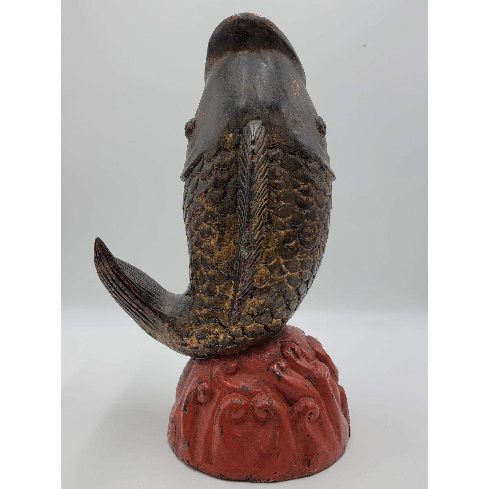 A Fine Japanese Fish Hand Carved Wood 19th C: A Fine Japanese Fish Hand Carved Wood 19th C, Meiji Period. Measure 20" x 13"