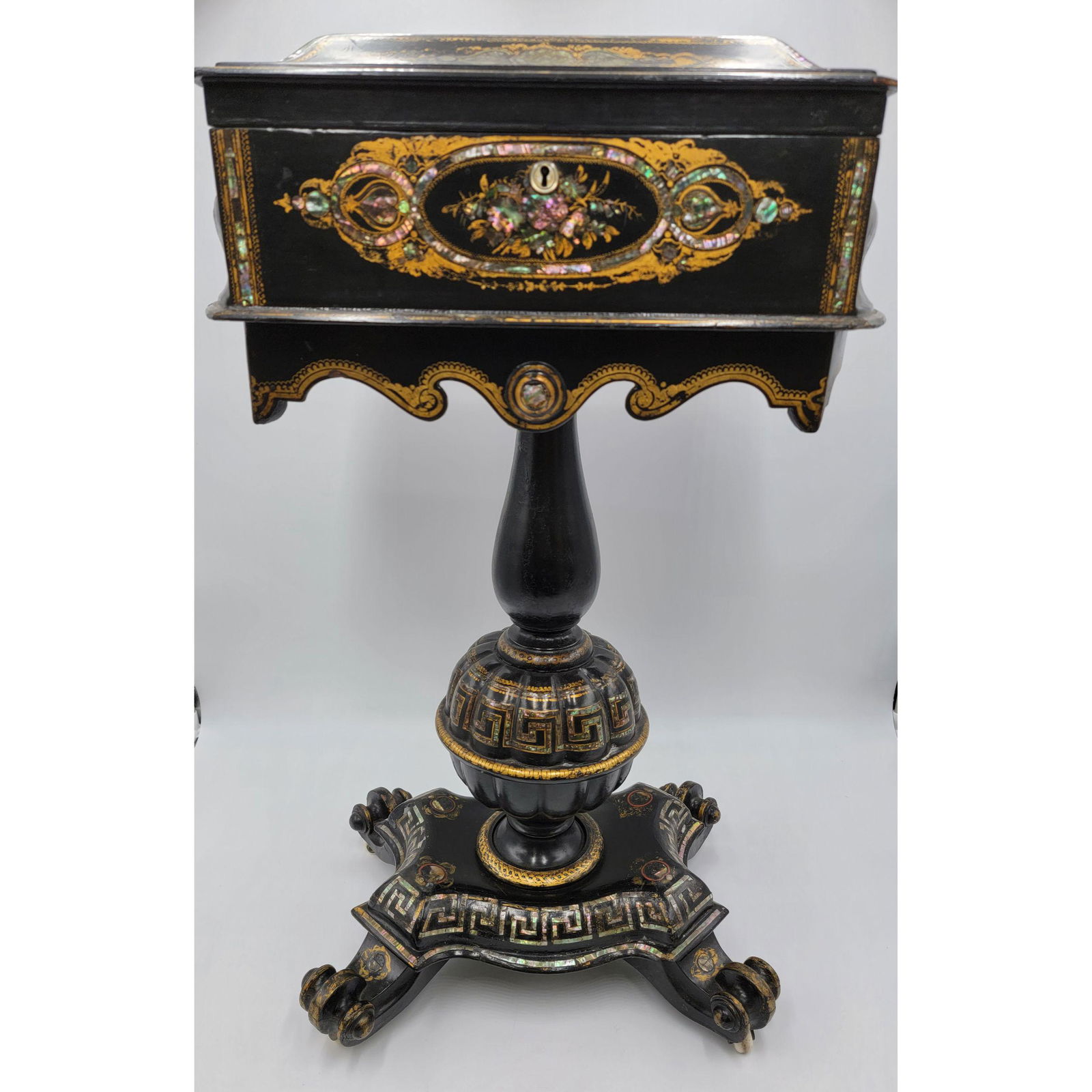 19 C MOP Inlaid Sewing Box 1850 Osborne House (1 of 19)