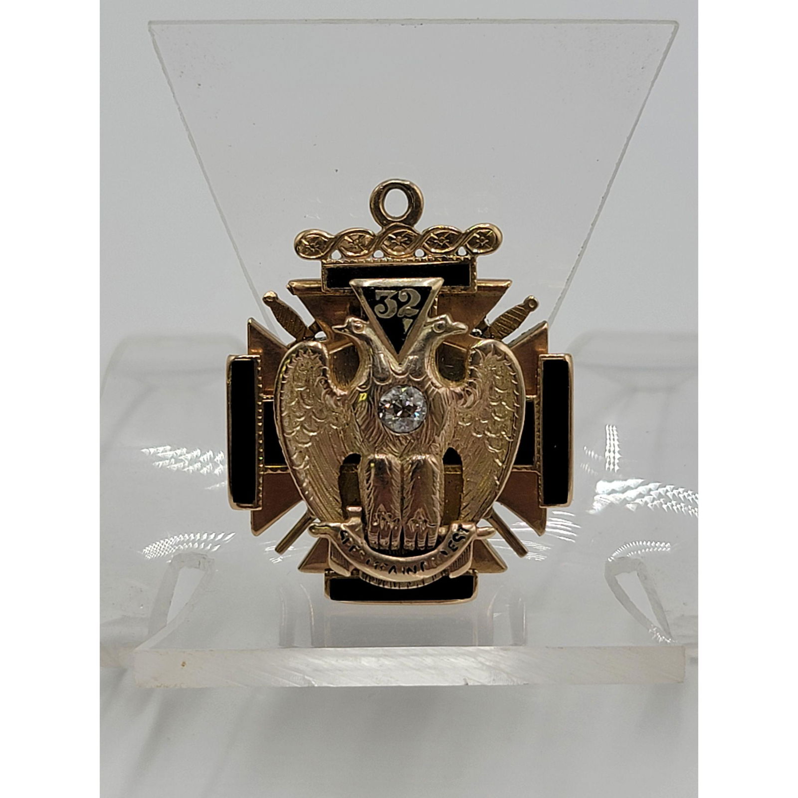 14k & Enamel Gold W/ Diamond Masonic 32Nd Degree FOB (1 of 9)