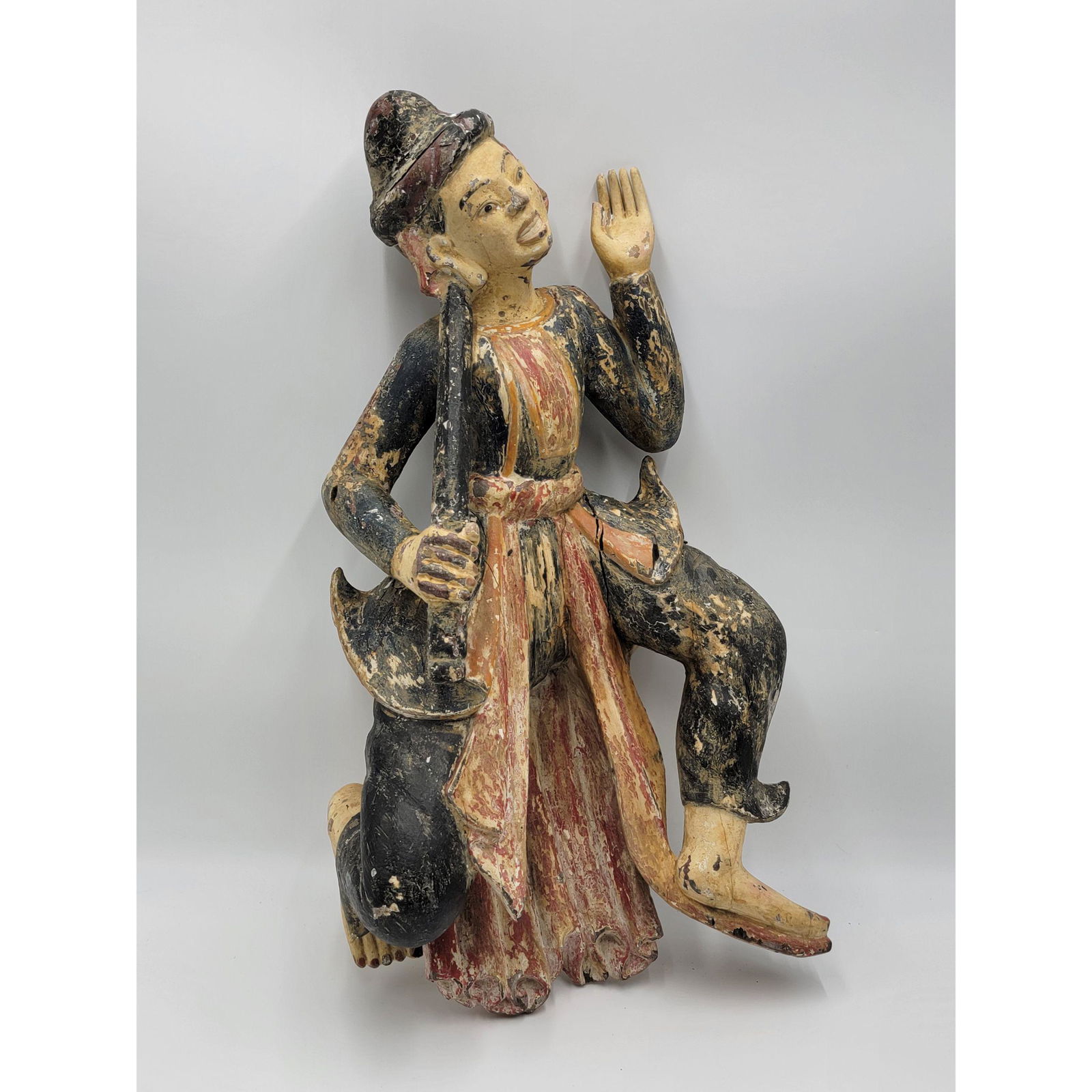 Antique Polychrome Painted Wood Thai Statue (1 of 17)