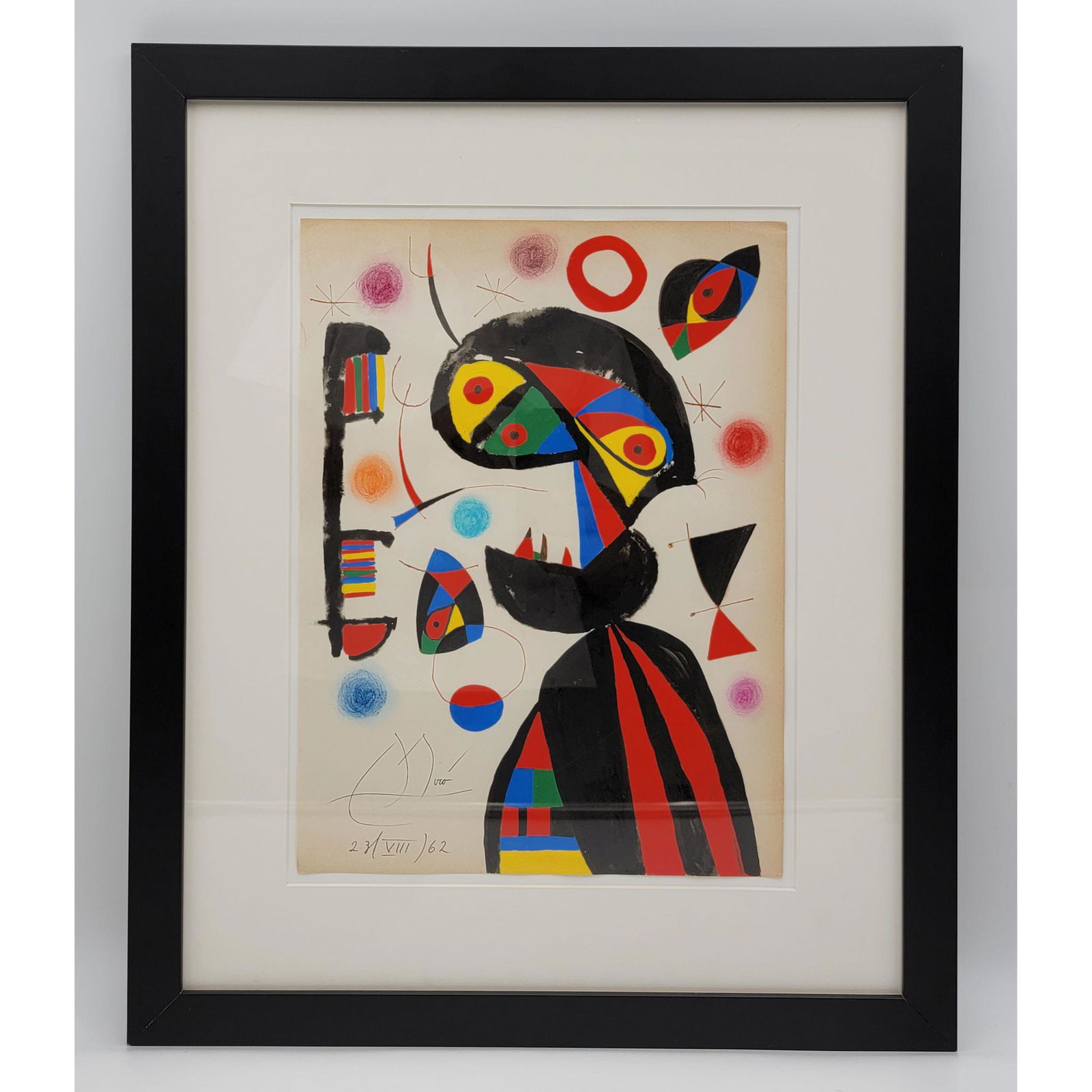 Abstract Watercolor Painting Signed Miro 62 (1 of 19)