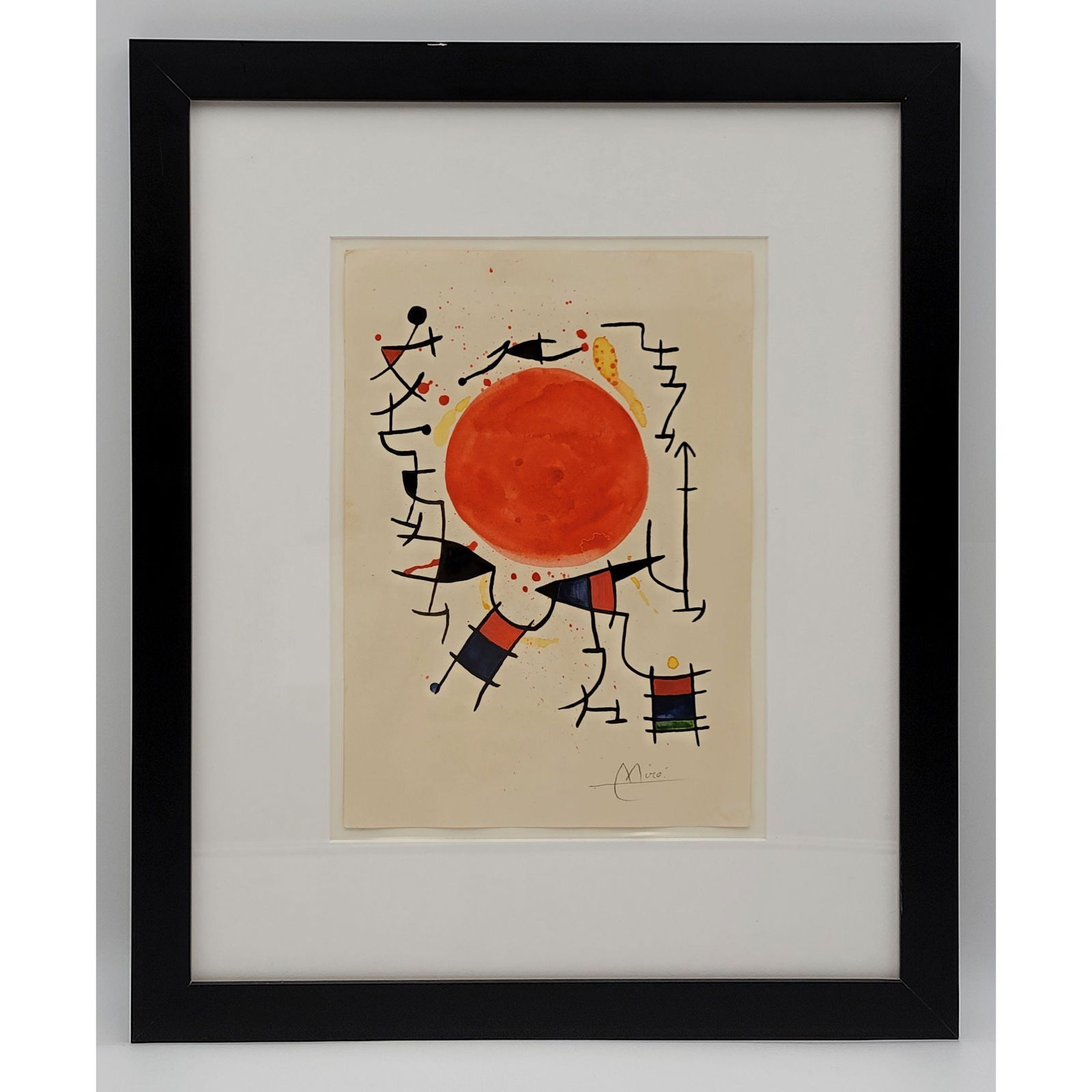 Abstract Watercolor Painting Signed Miro (1 of 16)