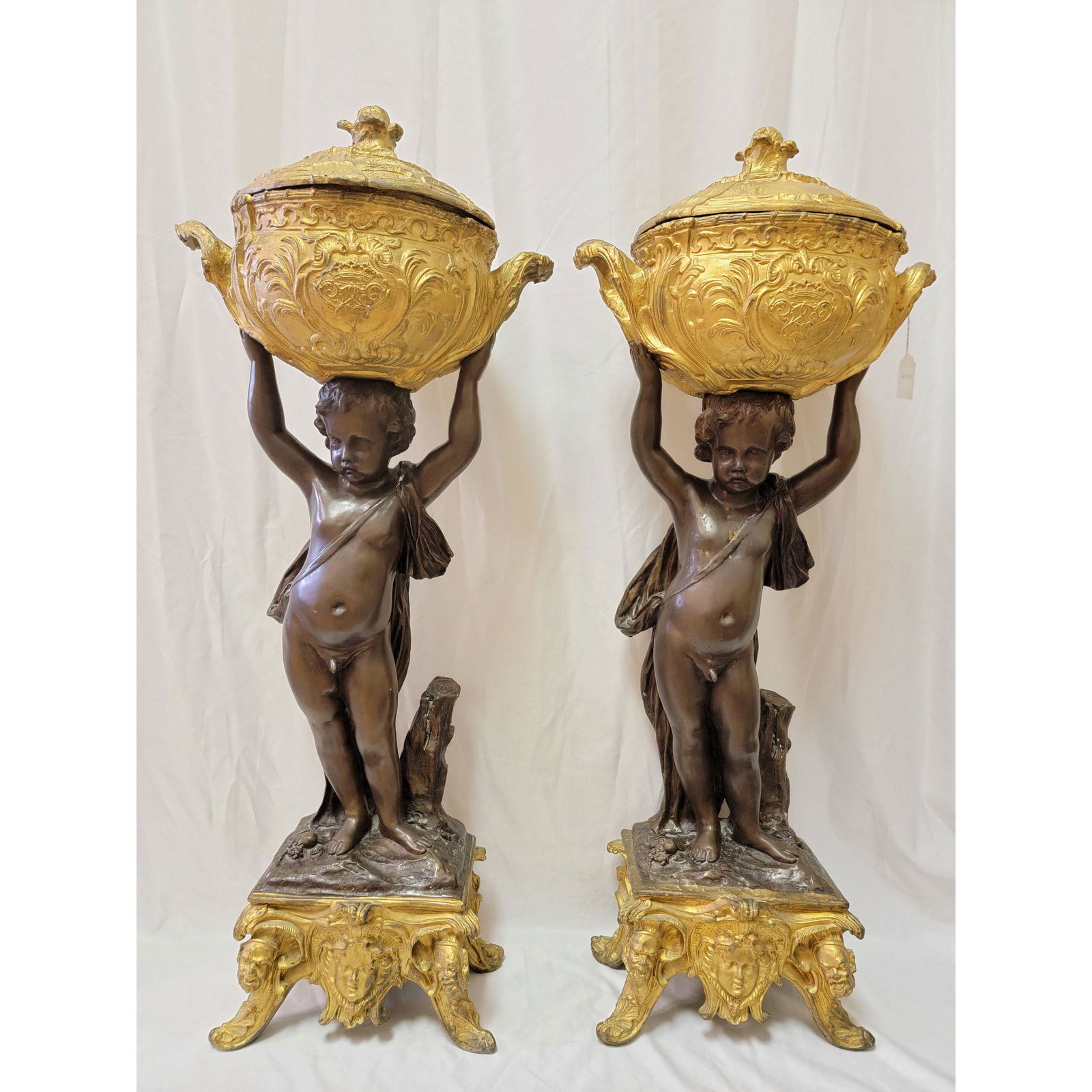 J. D'aste Two Toned Gilt Bronze Coal Bin? Signed (1 of 20)