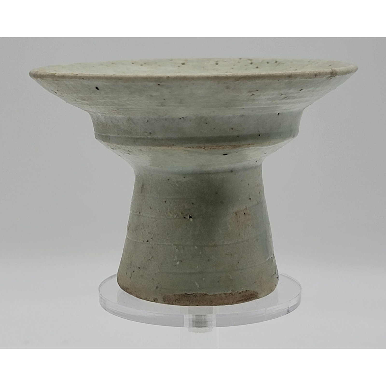 Antique Korean Celadon Porcelain: Antique Korean Celadon Porcelain Candleholder.? Measure 3 1/4" X 4 3/4".