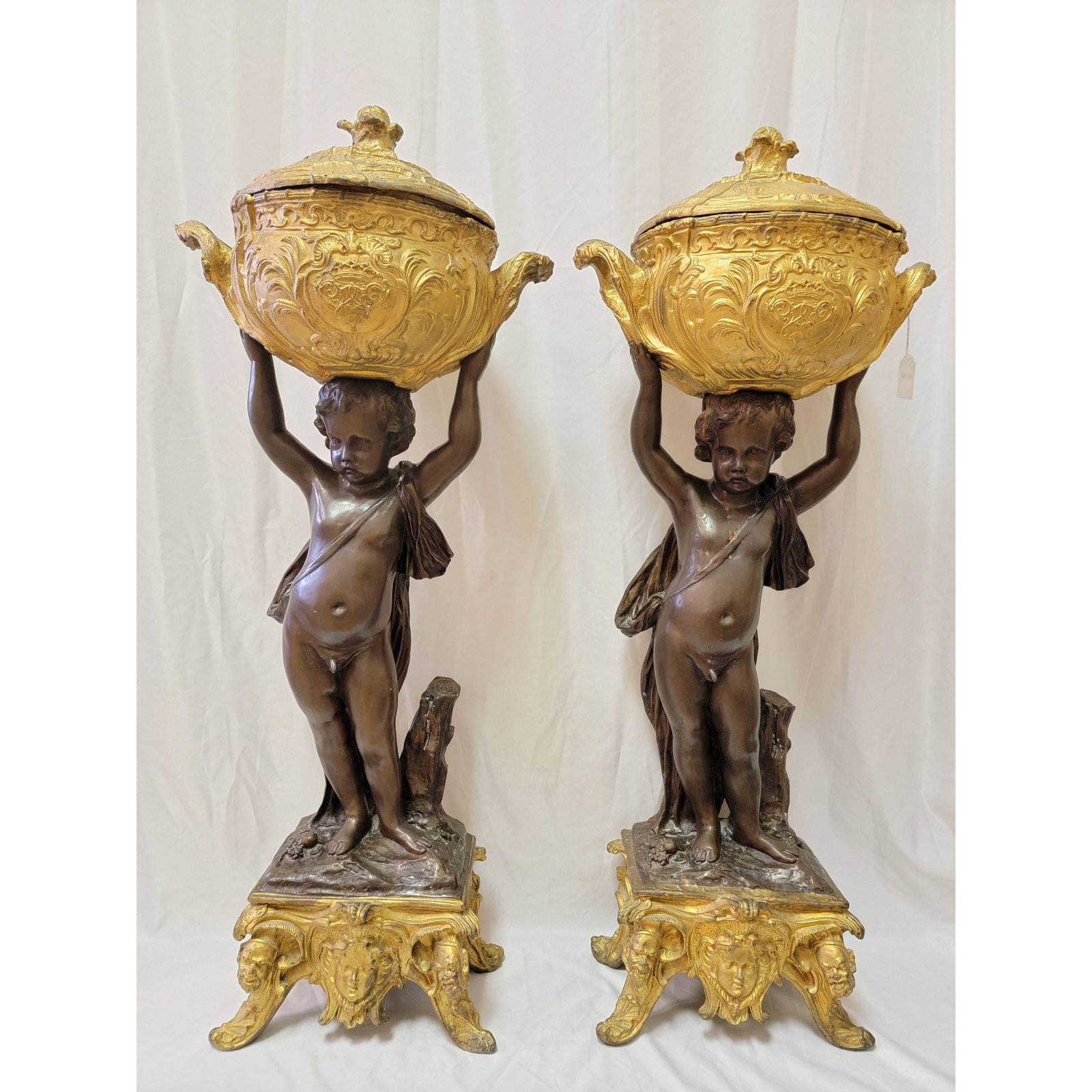 J. D'aste Two Toned Gilt Bronze Coal Bin? Signed (1 of 20)