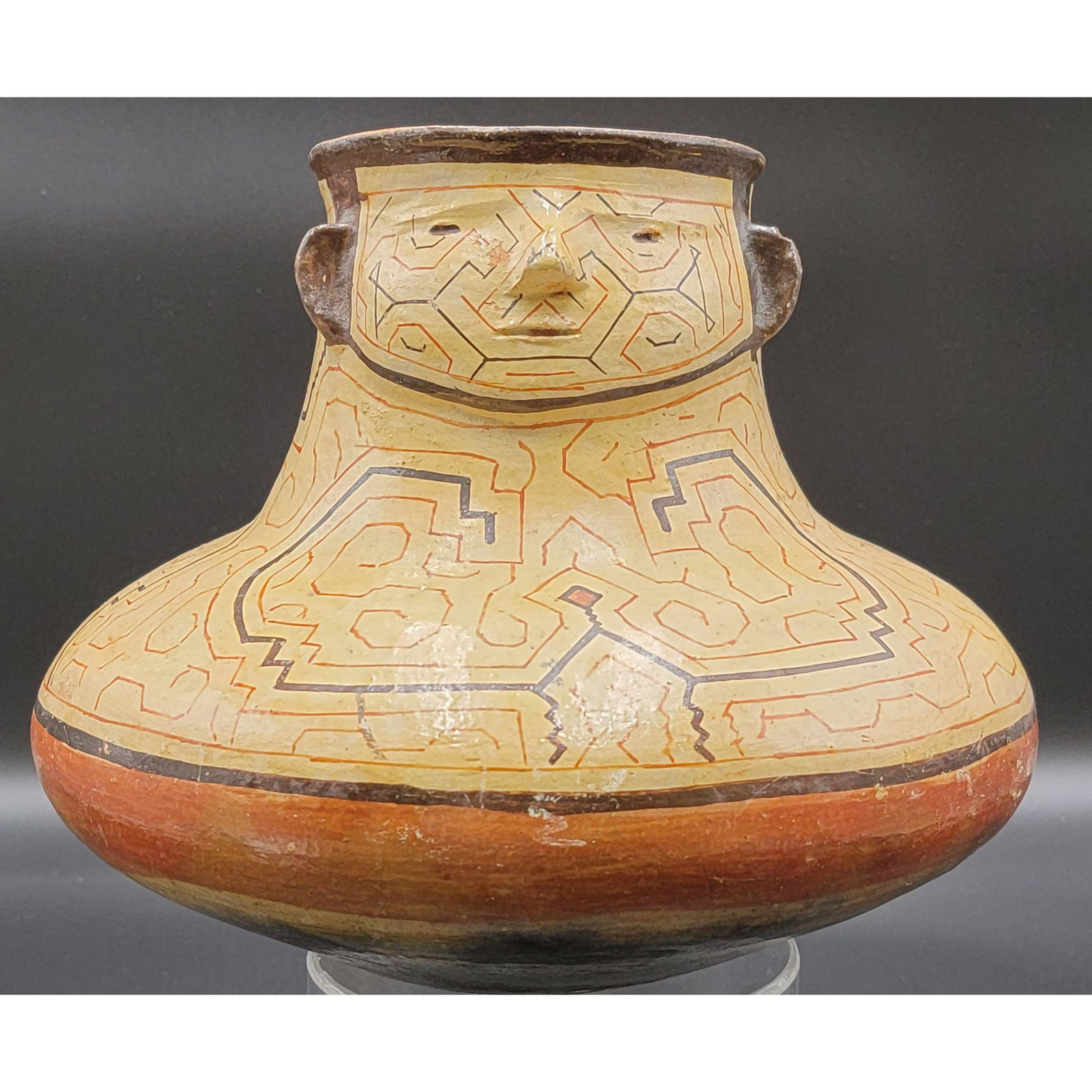 Amazonian Polychromed Pottery Face Pot "Shapibo" (1 of 15)