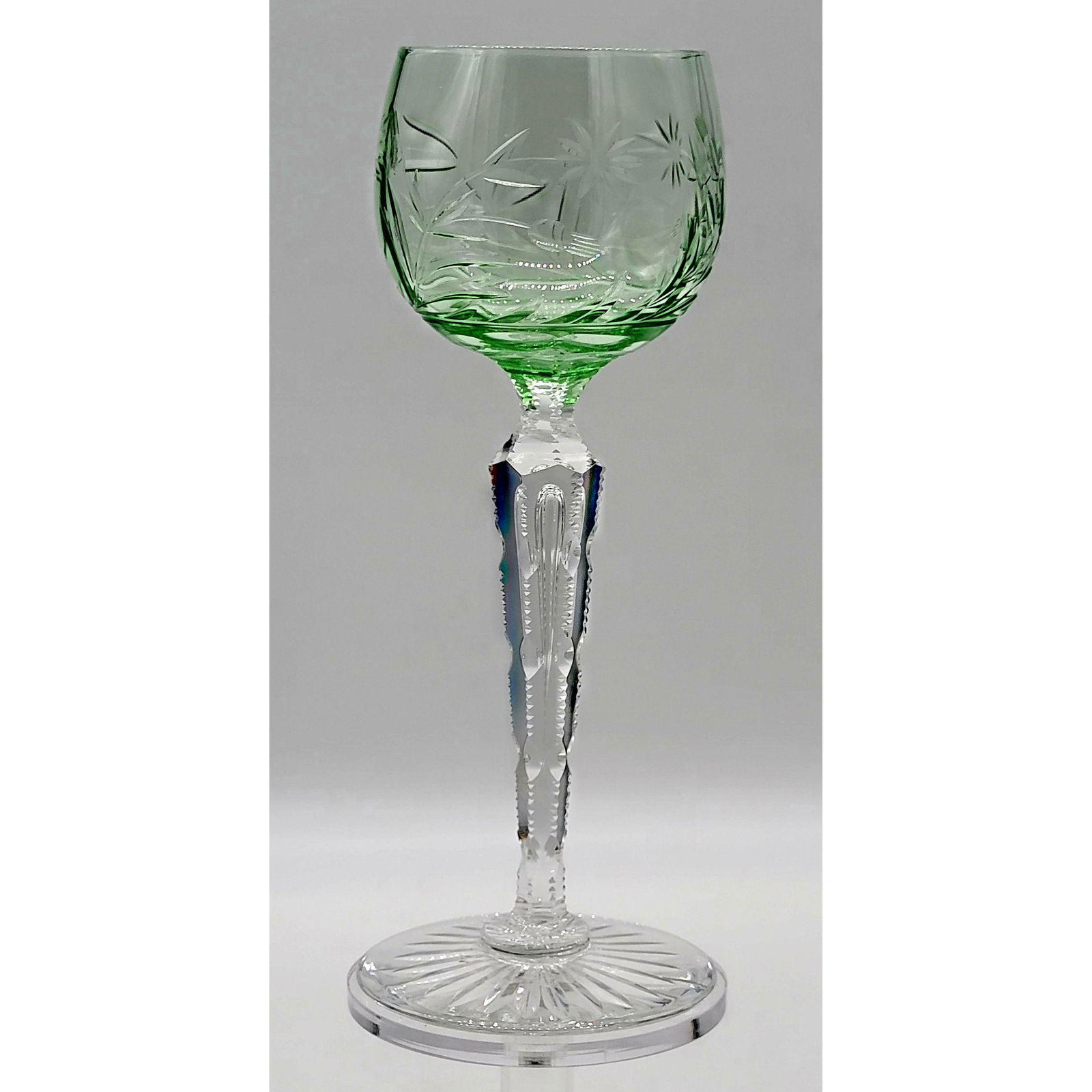 ABP Val St Lambert Cut Glass Green To Clear Rhome (1 of 6)