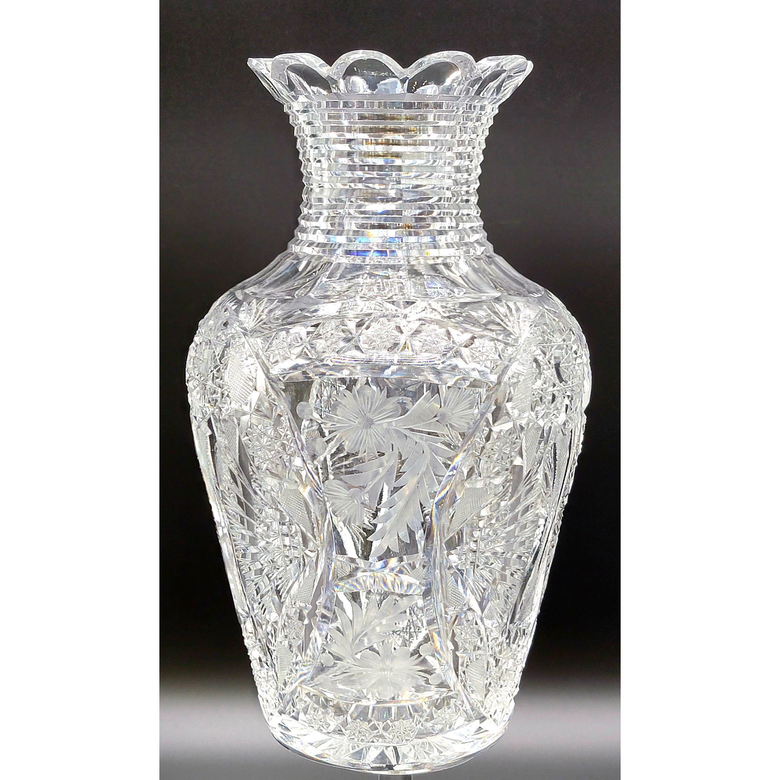 ABP Cut Glass Vase Attr. C.F Monroe Cut & Engraved (1 of 15)