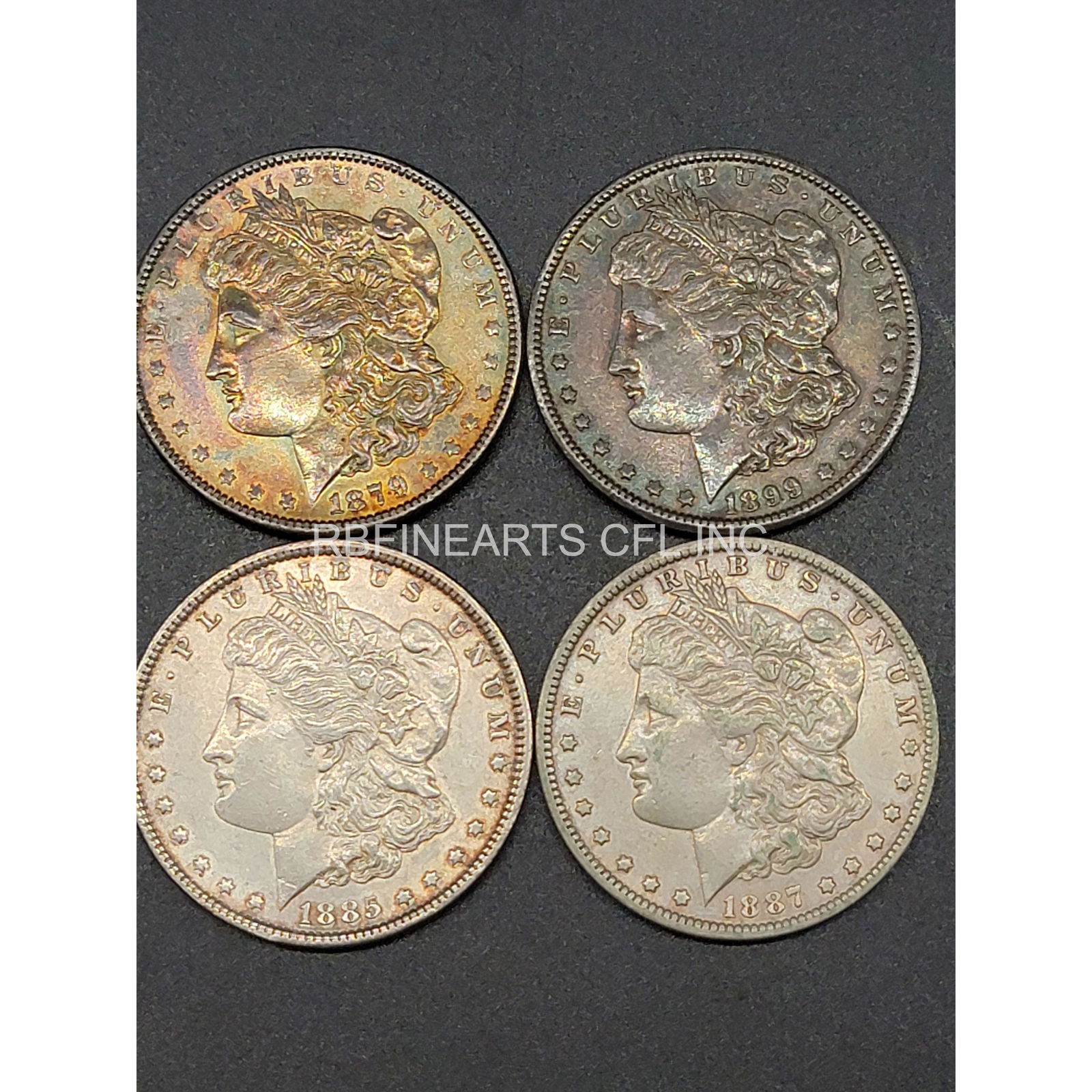 Coins~ 4 Morgan Silver Dollars XF 1890,75,85 & 87 (1 of 9)