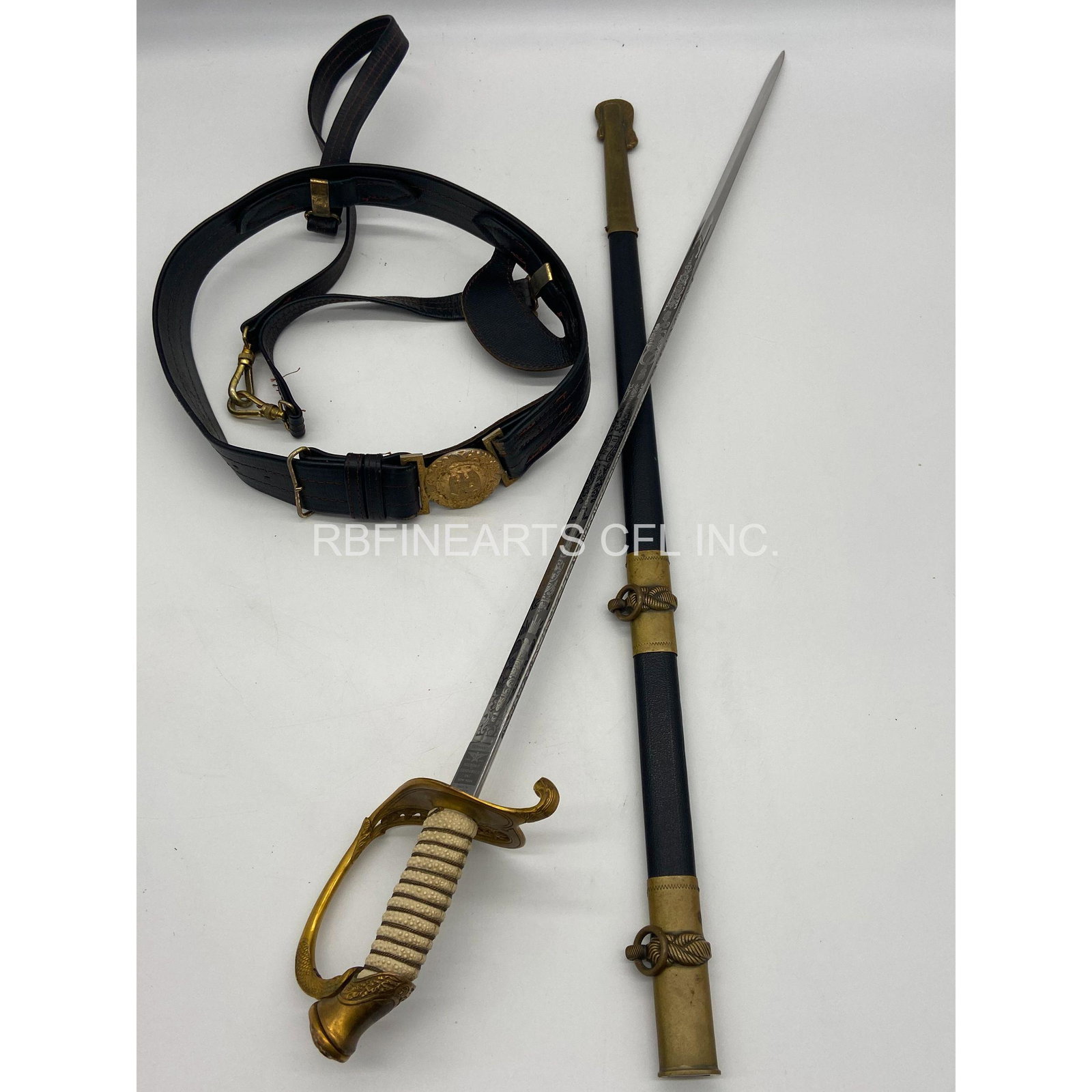 US Navy Officer Sword w/ Belt Hilborn Hamburger Inc. (1 of 20)