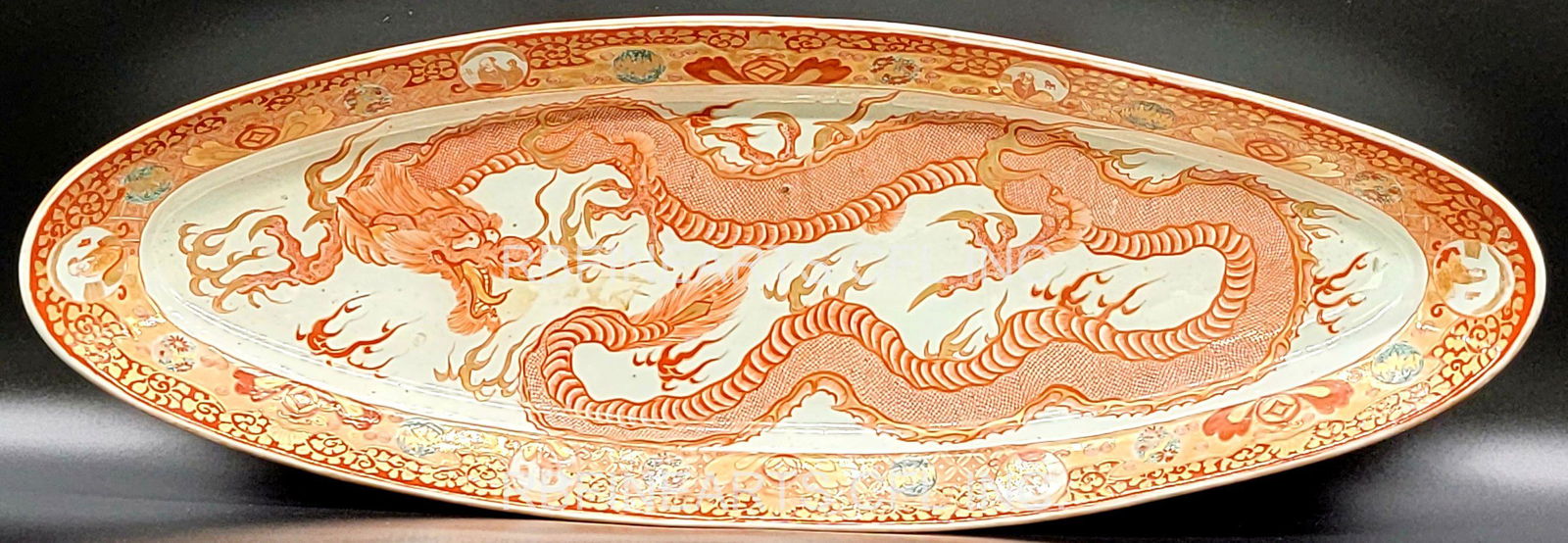 19thn C Signed Japanese Hand Painted Dragon Tray (1 of 16)
